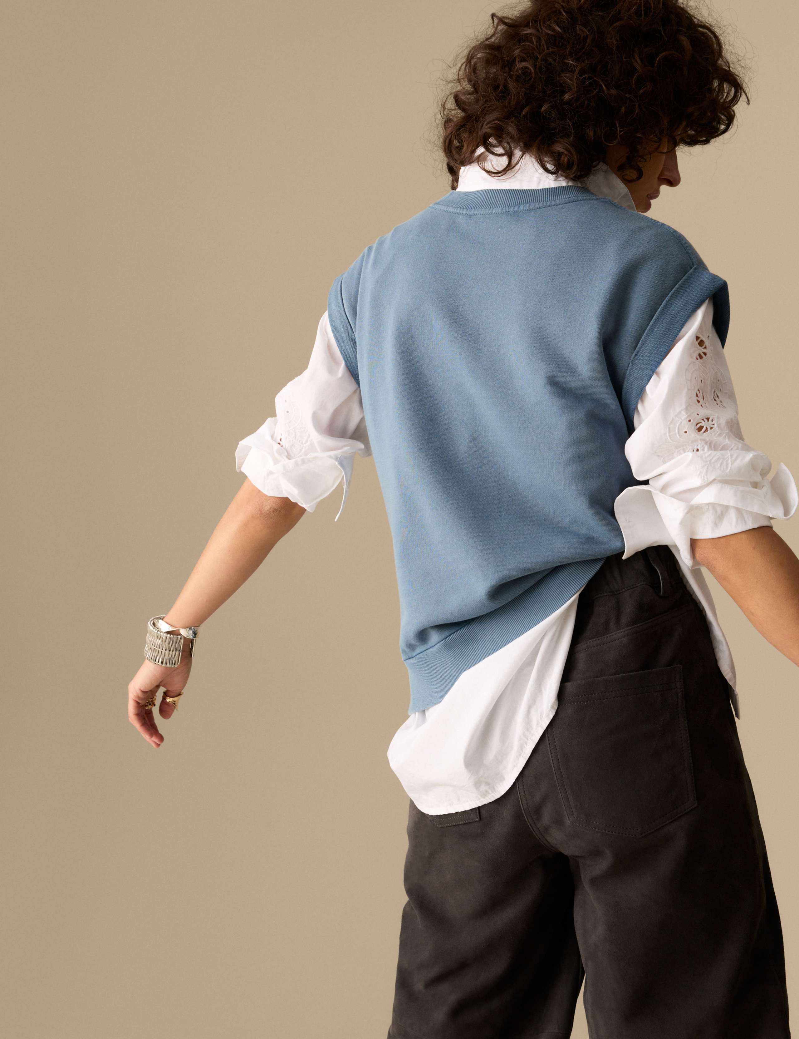 Pure Cotton Sleeveless Sweat-shirt 4 of 5