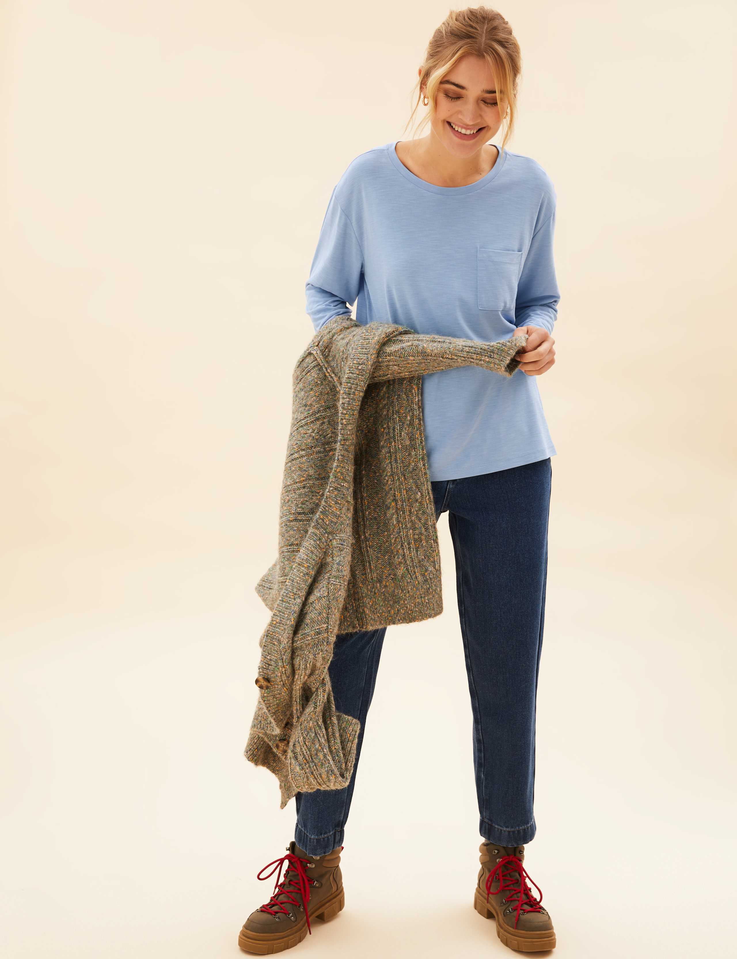 Modal Round Neck Long Sleeve Top 1 of 6