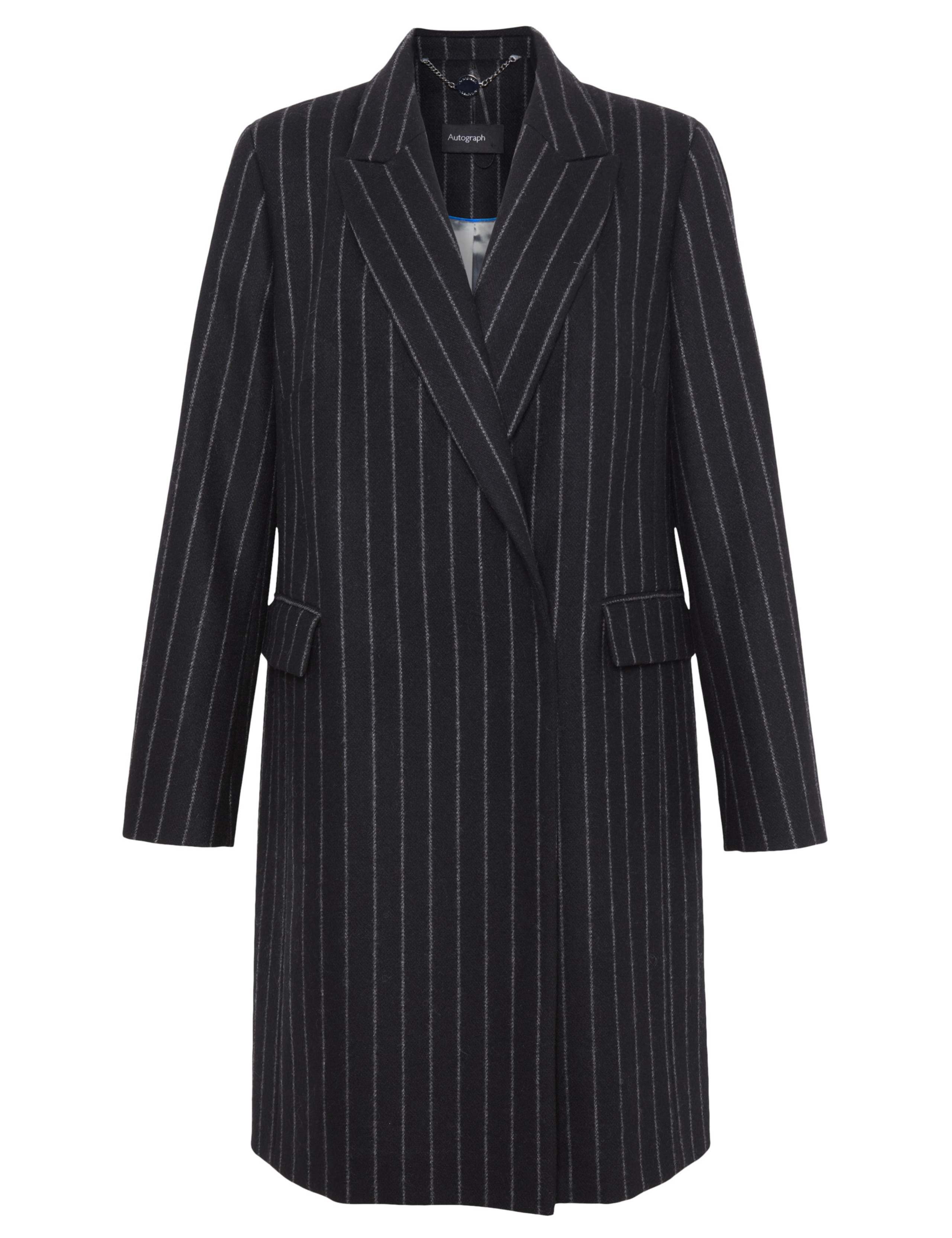 Wool Rich Peak Lapel Pinstriped Coat 4 of 10