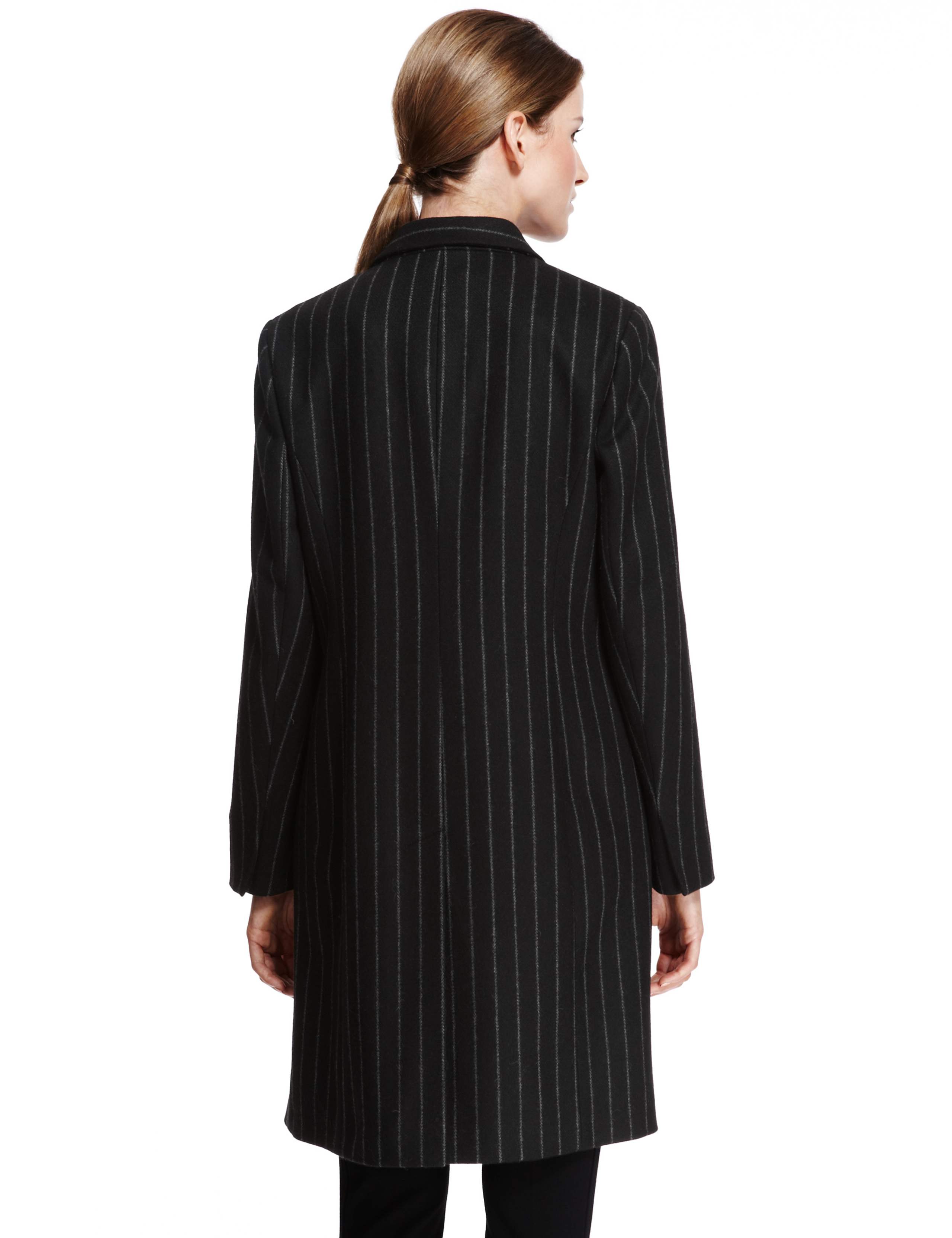 Wool Rich Peak Lapel Pinstriped Coat 6 of 10