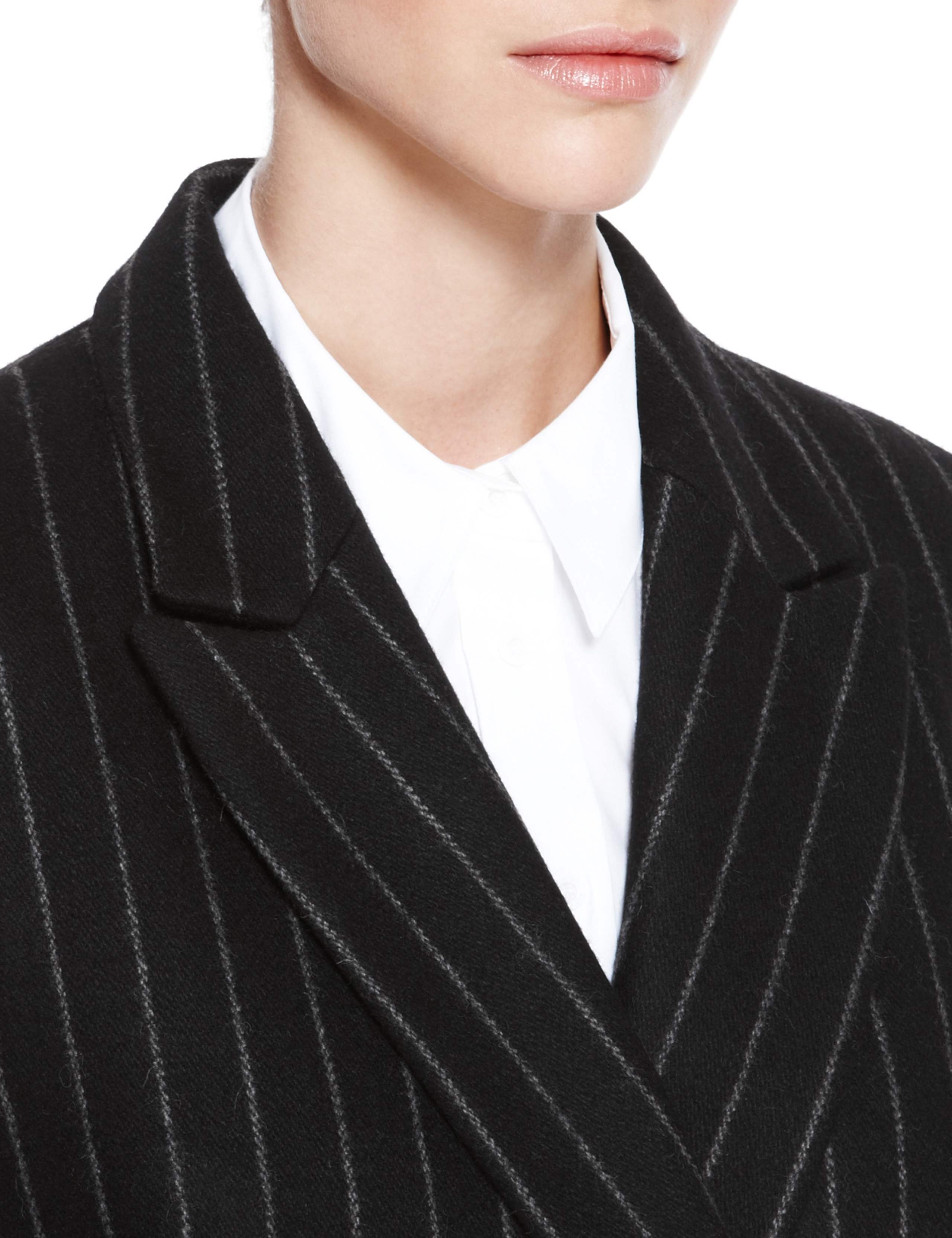 Wool Rich Peak Lapel Pinstriped Coat 7 of 10