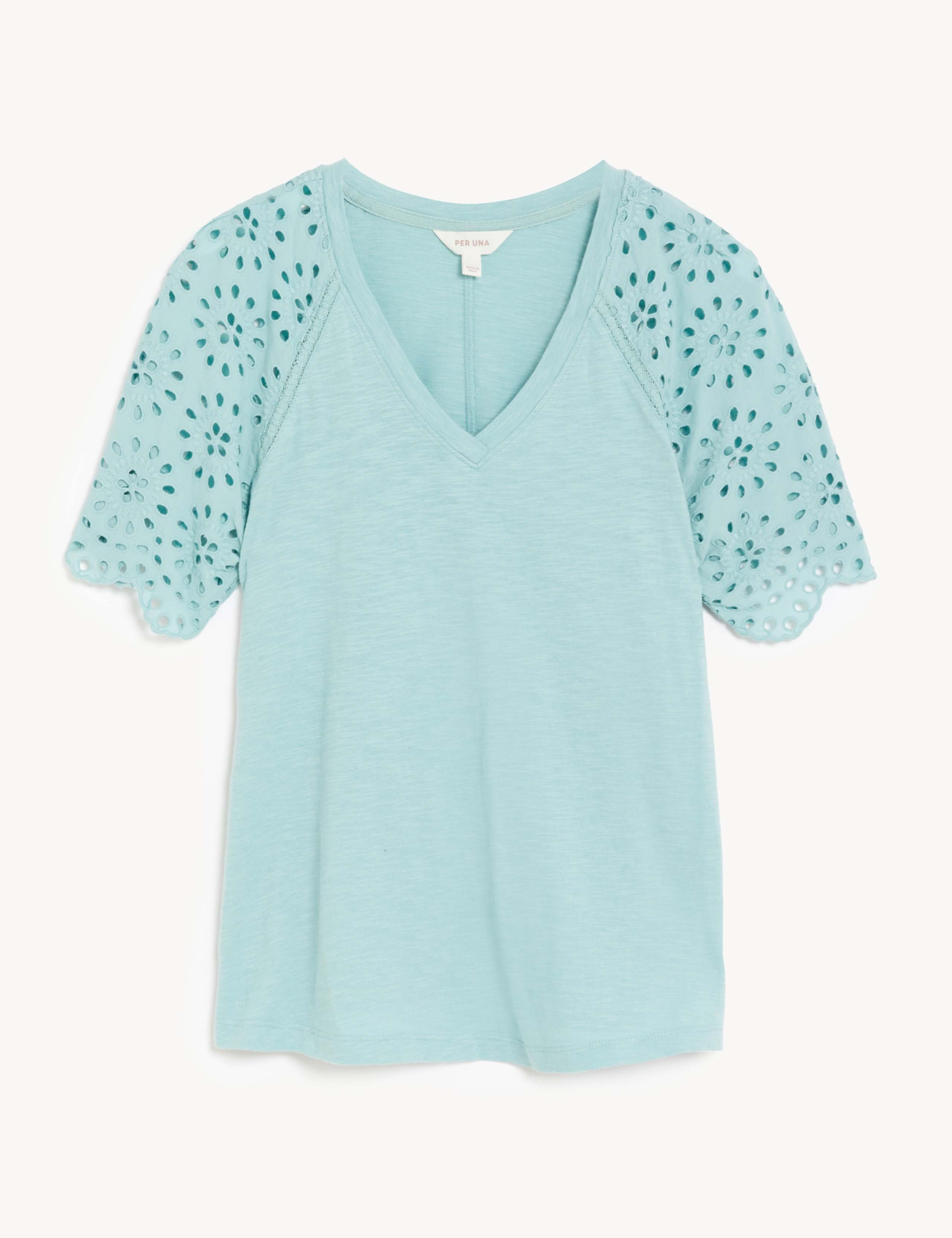 Pure Cotton Broderie Detail T-Shirt 2 of 5