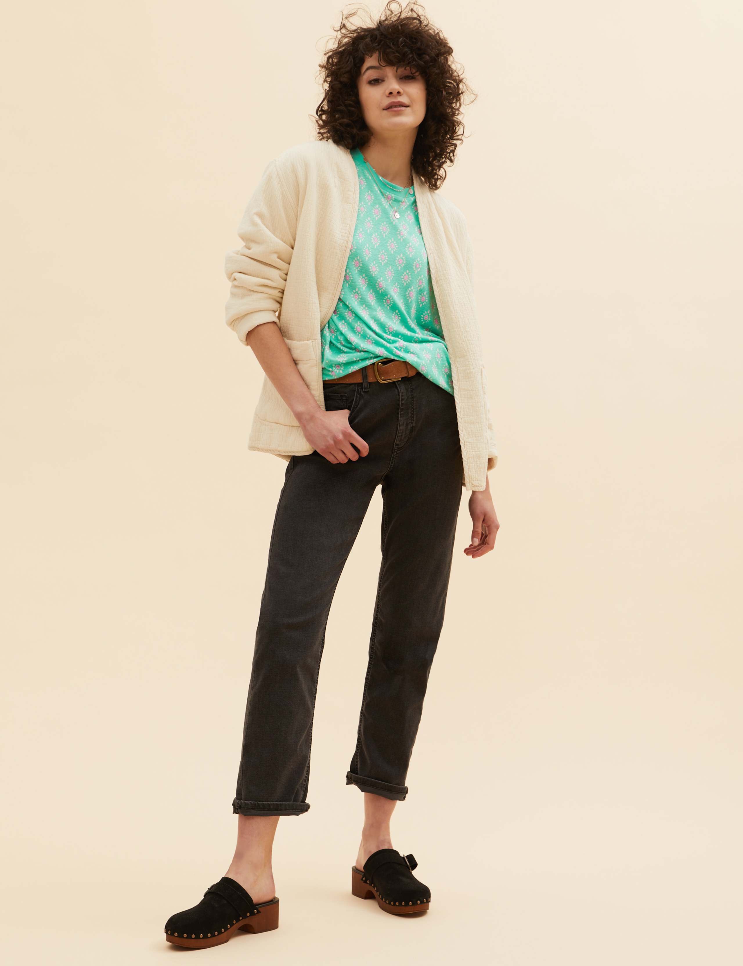 Linen Blend Geometric Short Sleeve T-Shirt 3 of 5