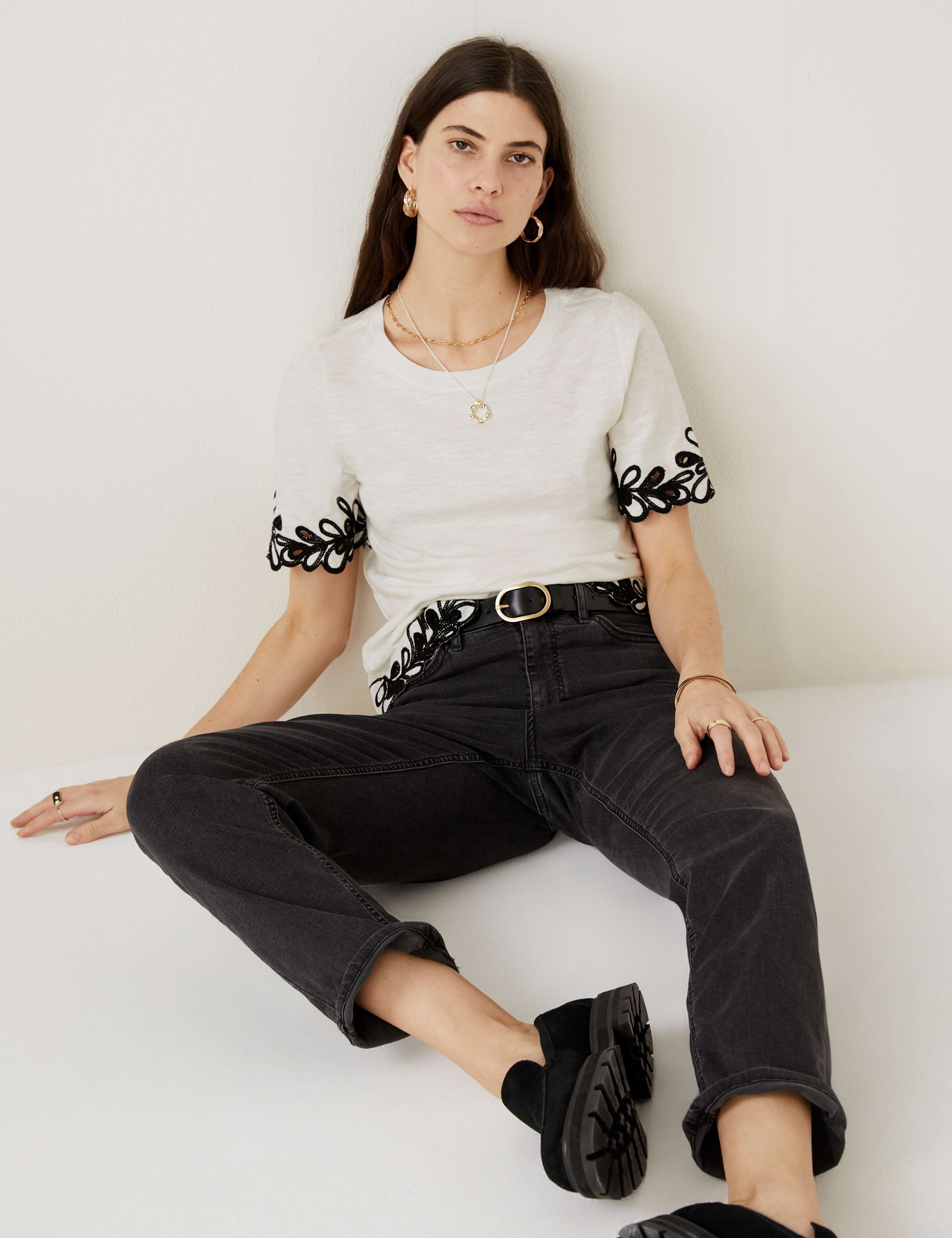 Pure Cotton Embroidered T-Shirt 1 of 4