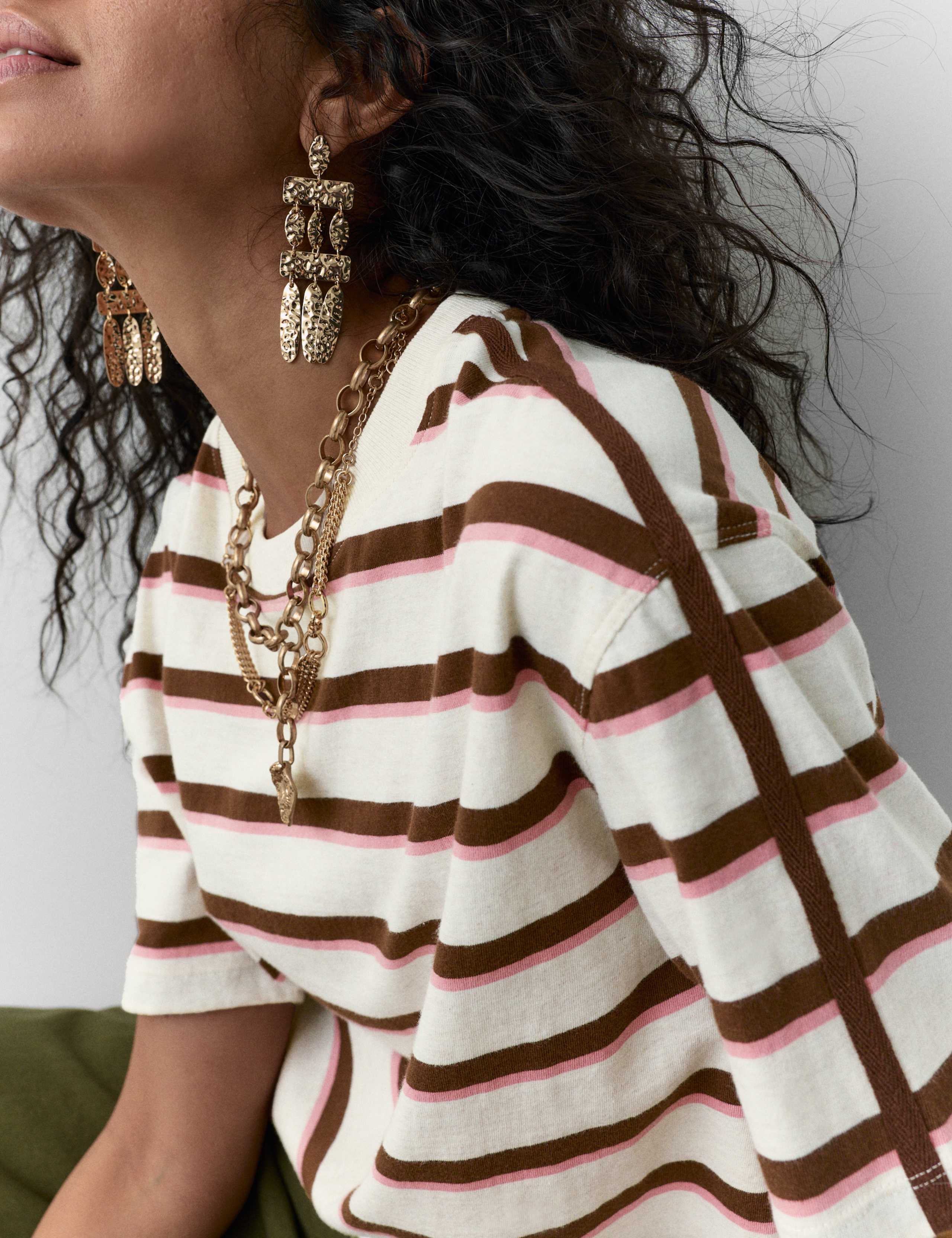 Pure Cotton Striped Boxy T-Shirt 3 of 6