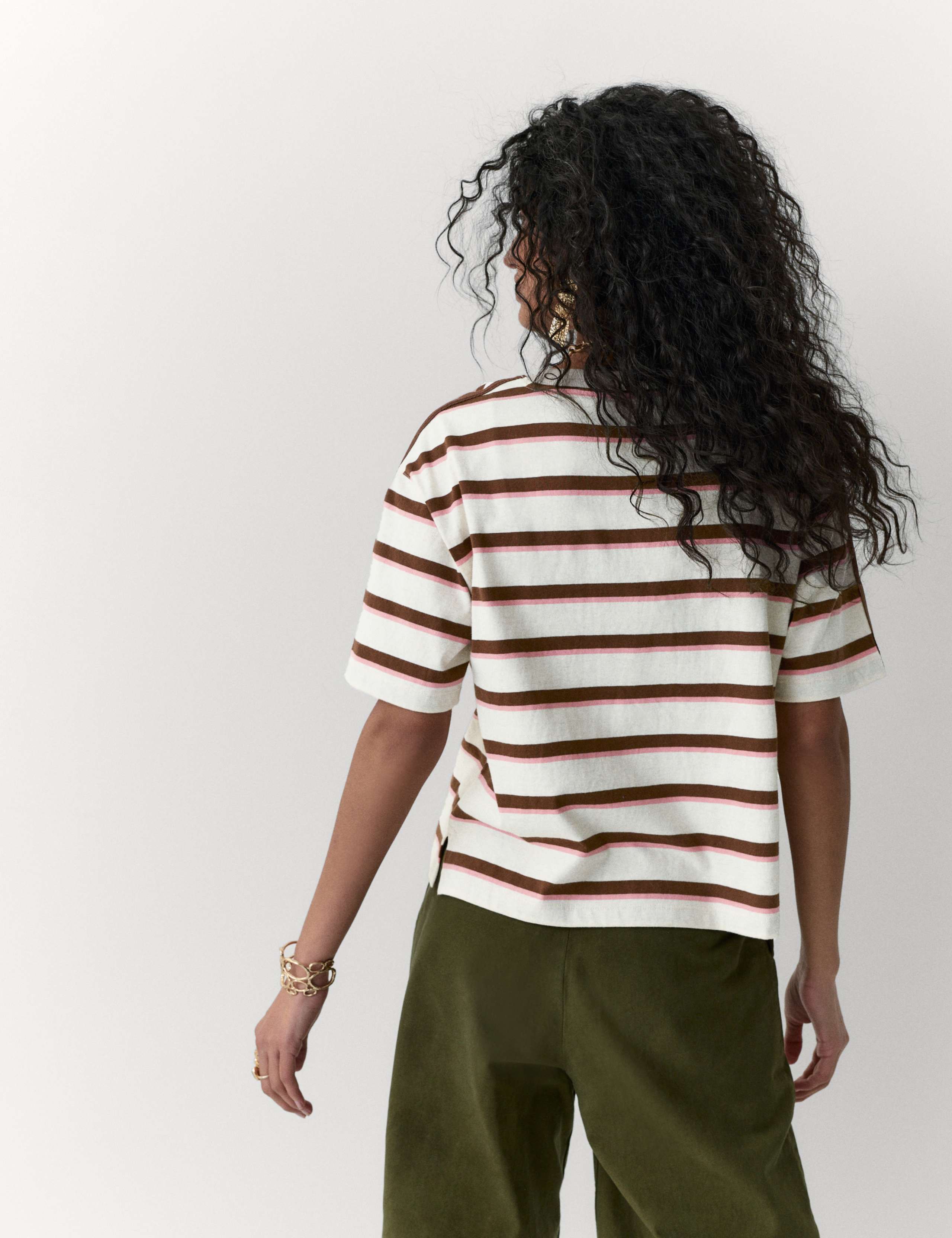 Pure Cotton Striped Boxy T-Shirt 4 of 6