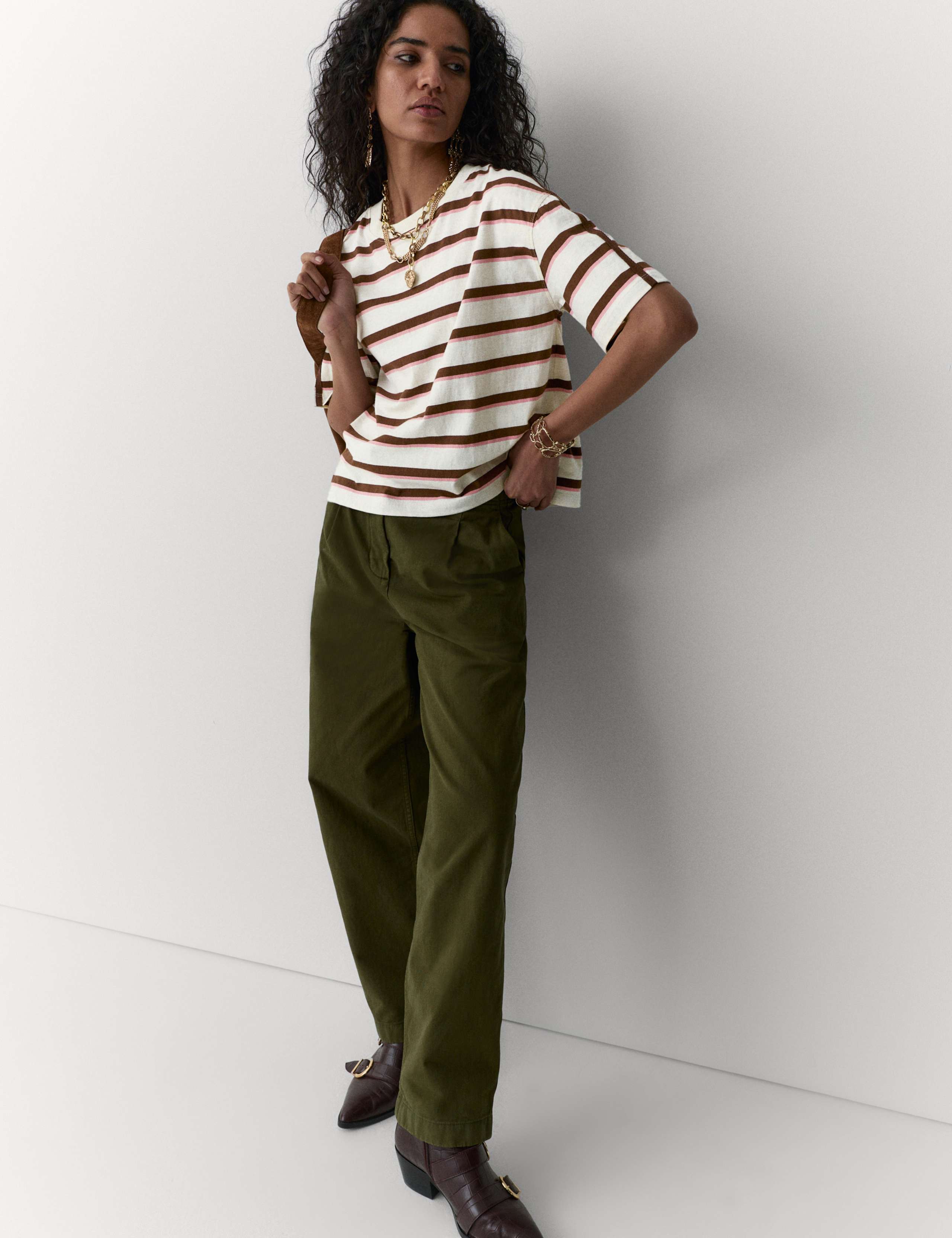 Pure Cotton Striped Boxy T-Shirt 5 of 6