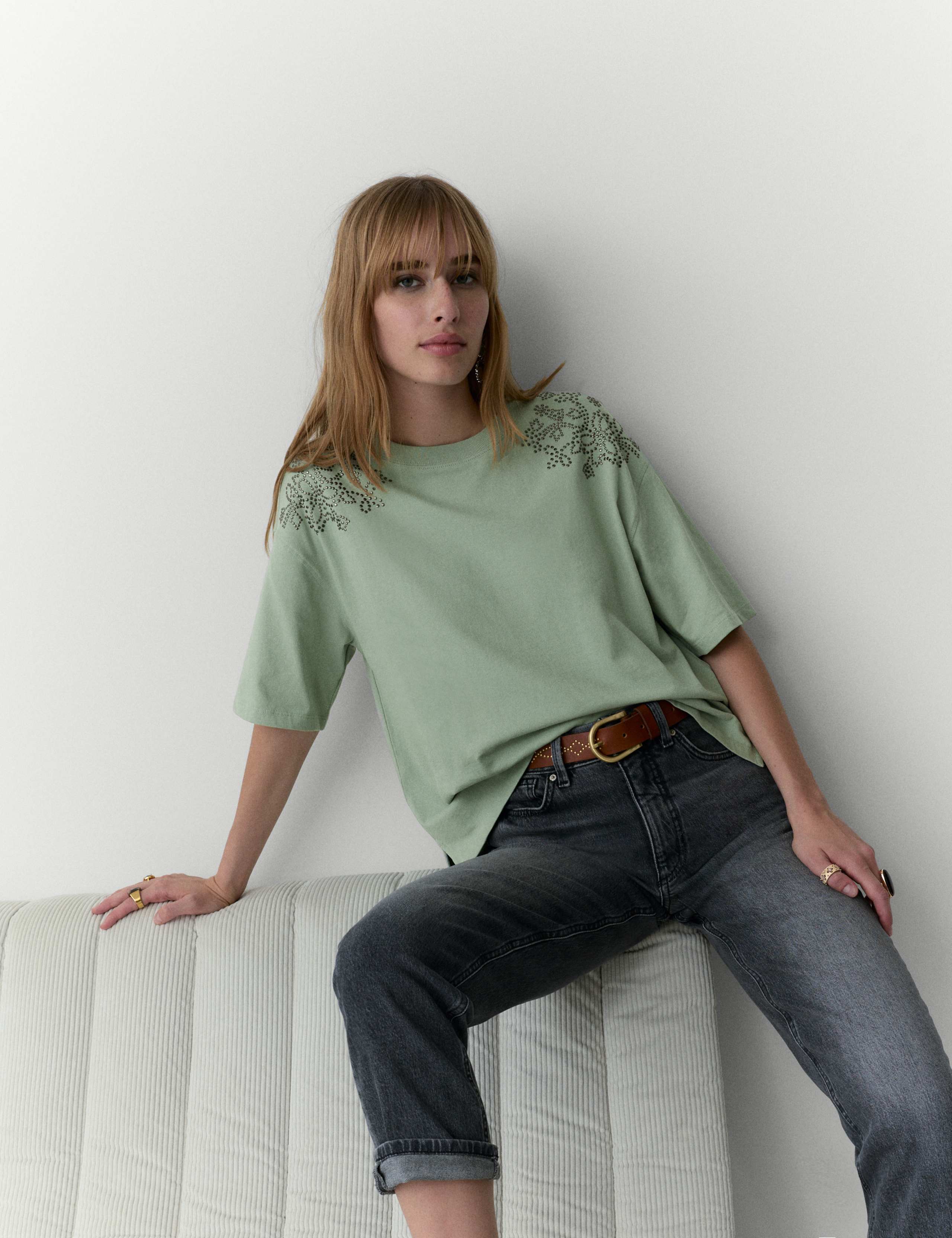 Pure Cotton Studded T-Shirt 3 of 5