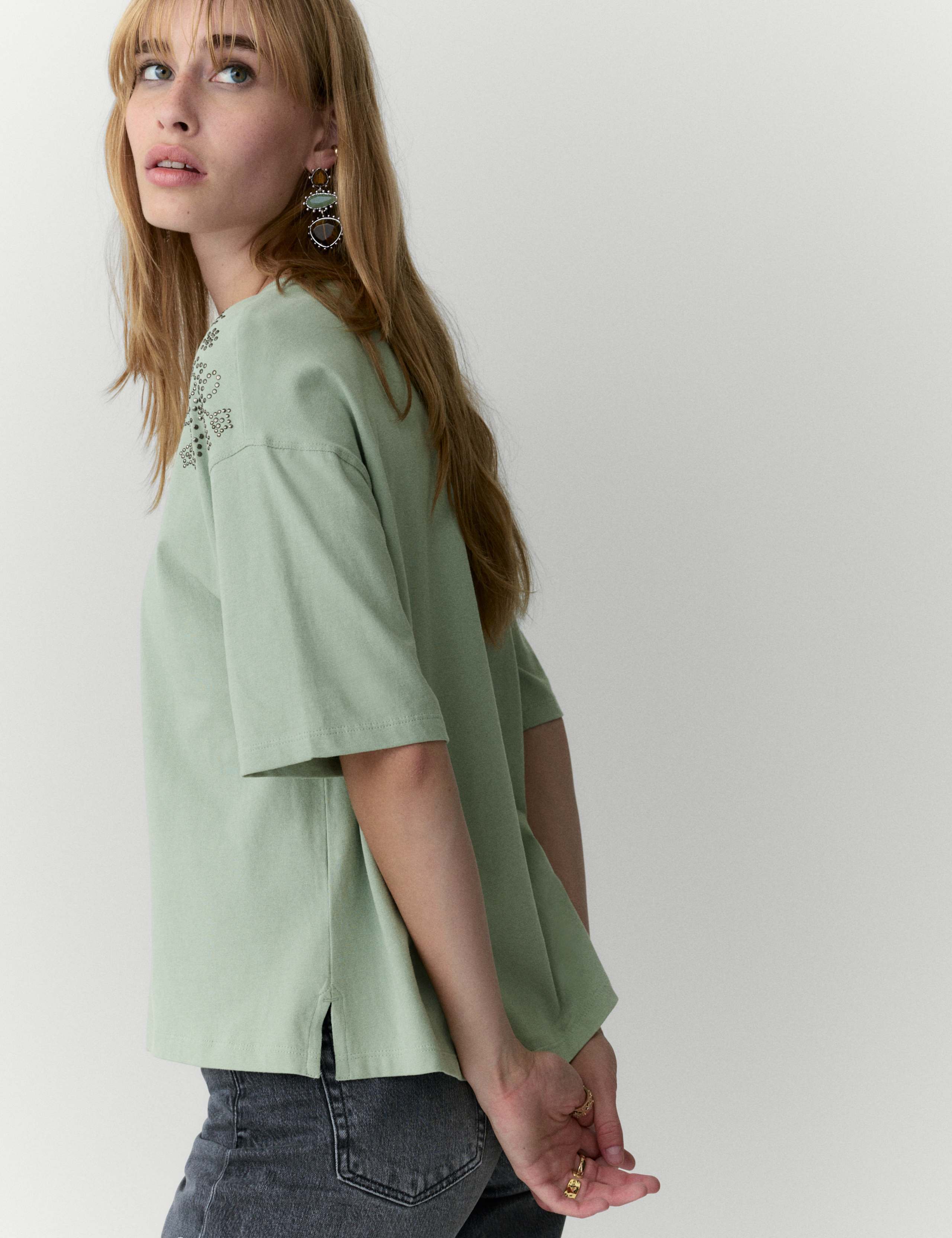 Pure Cotton Studded T-Shirt 4 of 5