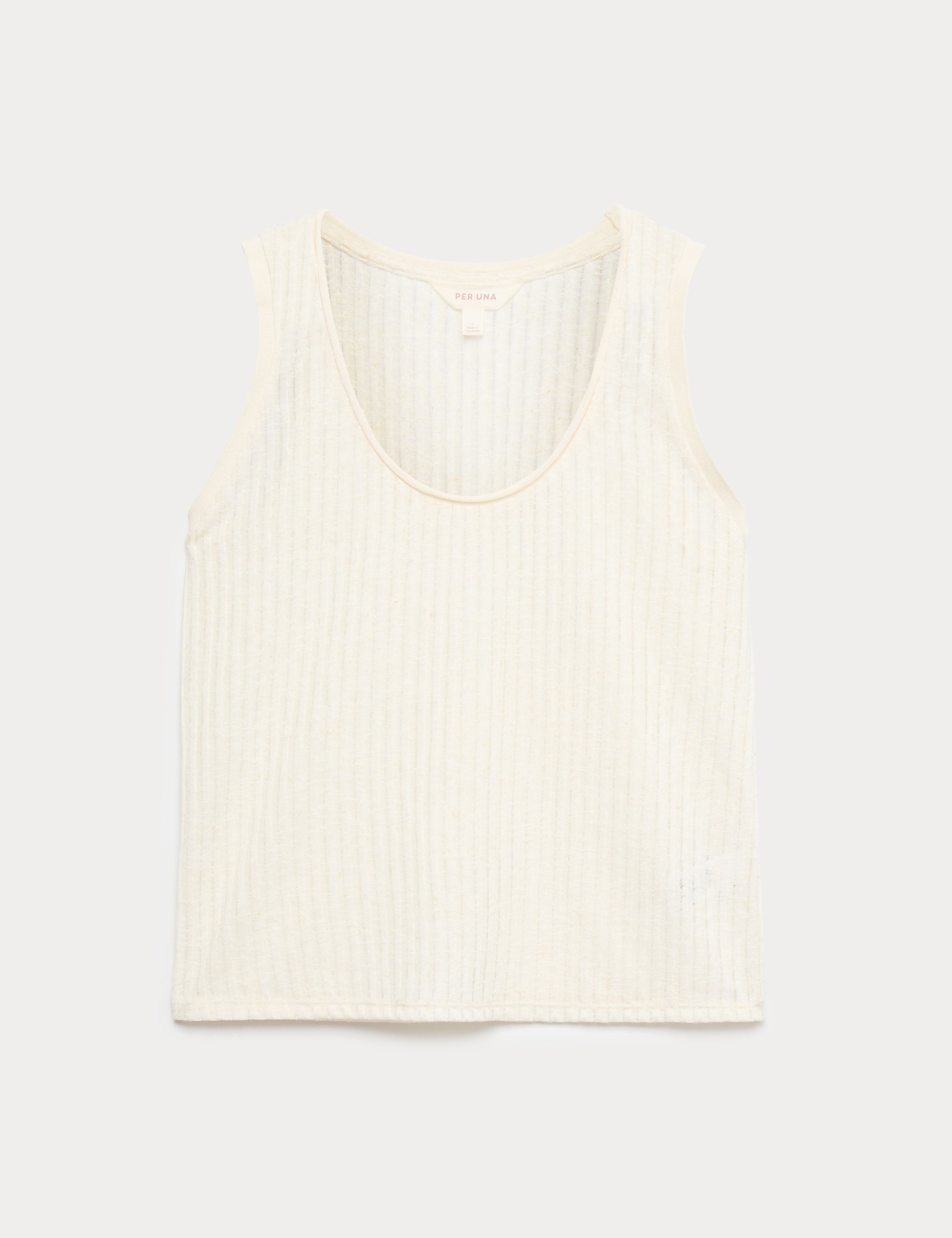 Textured Jersey Scoop Neck Vest with Linen 2 of 4