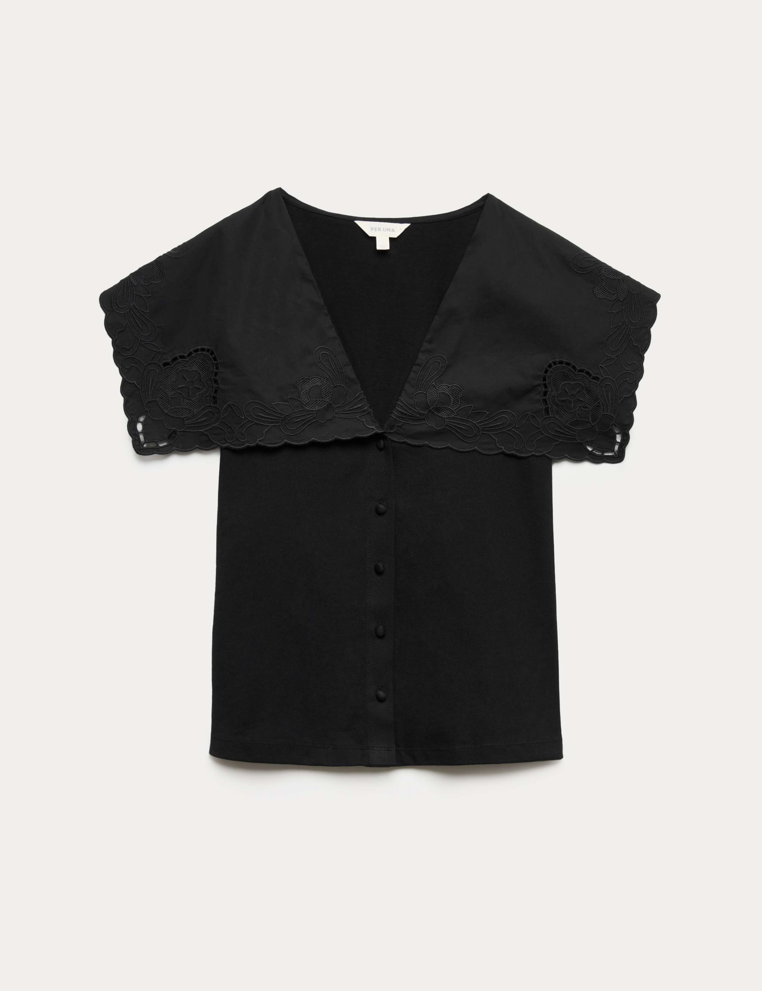 Pure Cotton Embroidered V-Neck Top 2 of 5