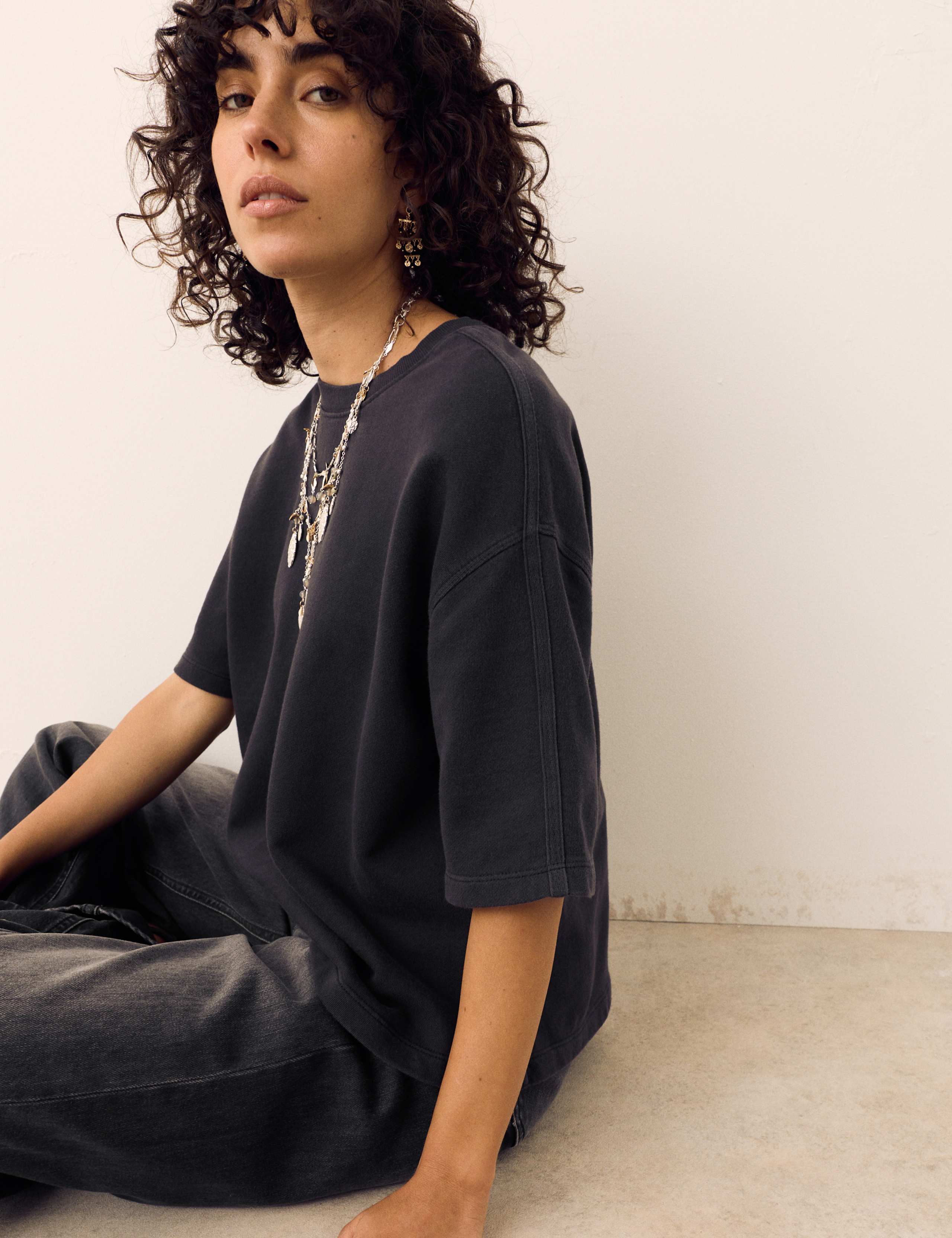 Pure Cotton Crew Neck Boxy Sweatshirt 3 of 5