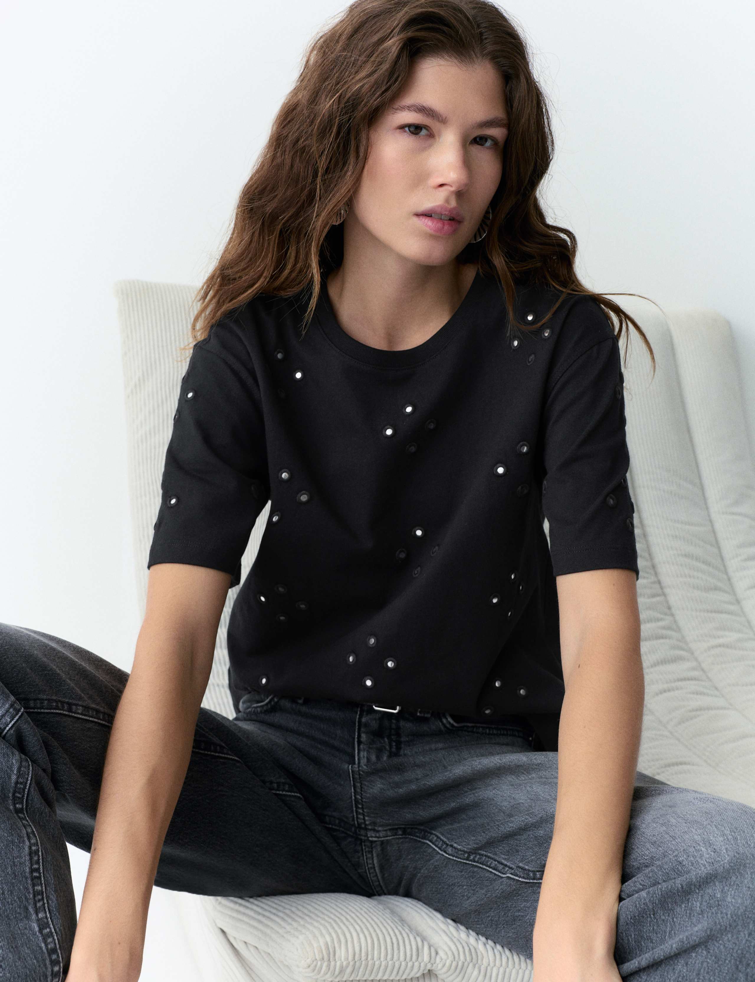 Pure Cotton Mirror Embellished T-Shirt 3 of 4