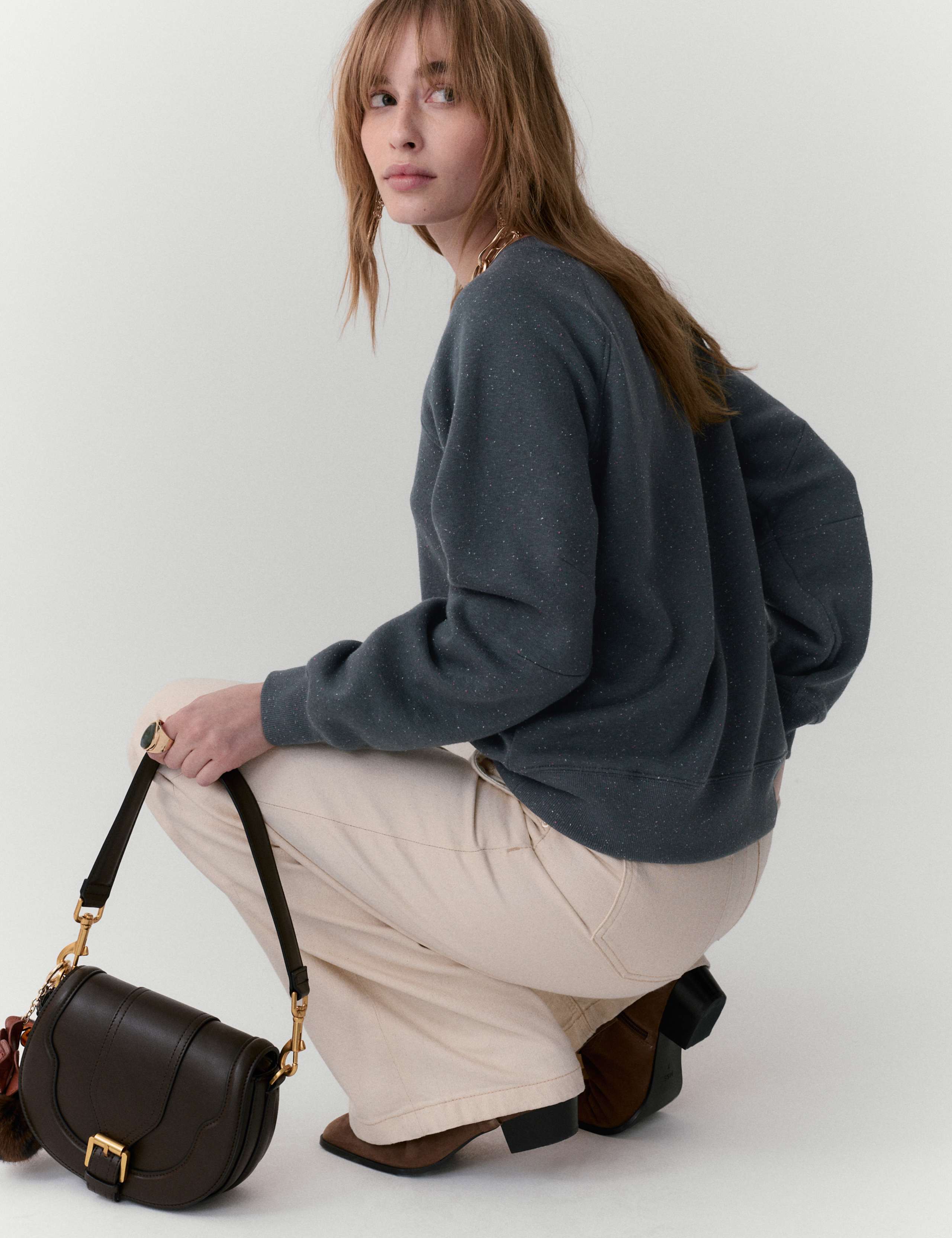 Cotton Rich Fleck Crew Neck Sweatshirt 3 of 5