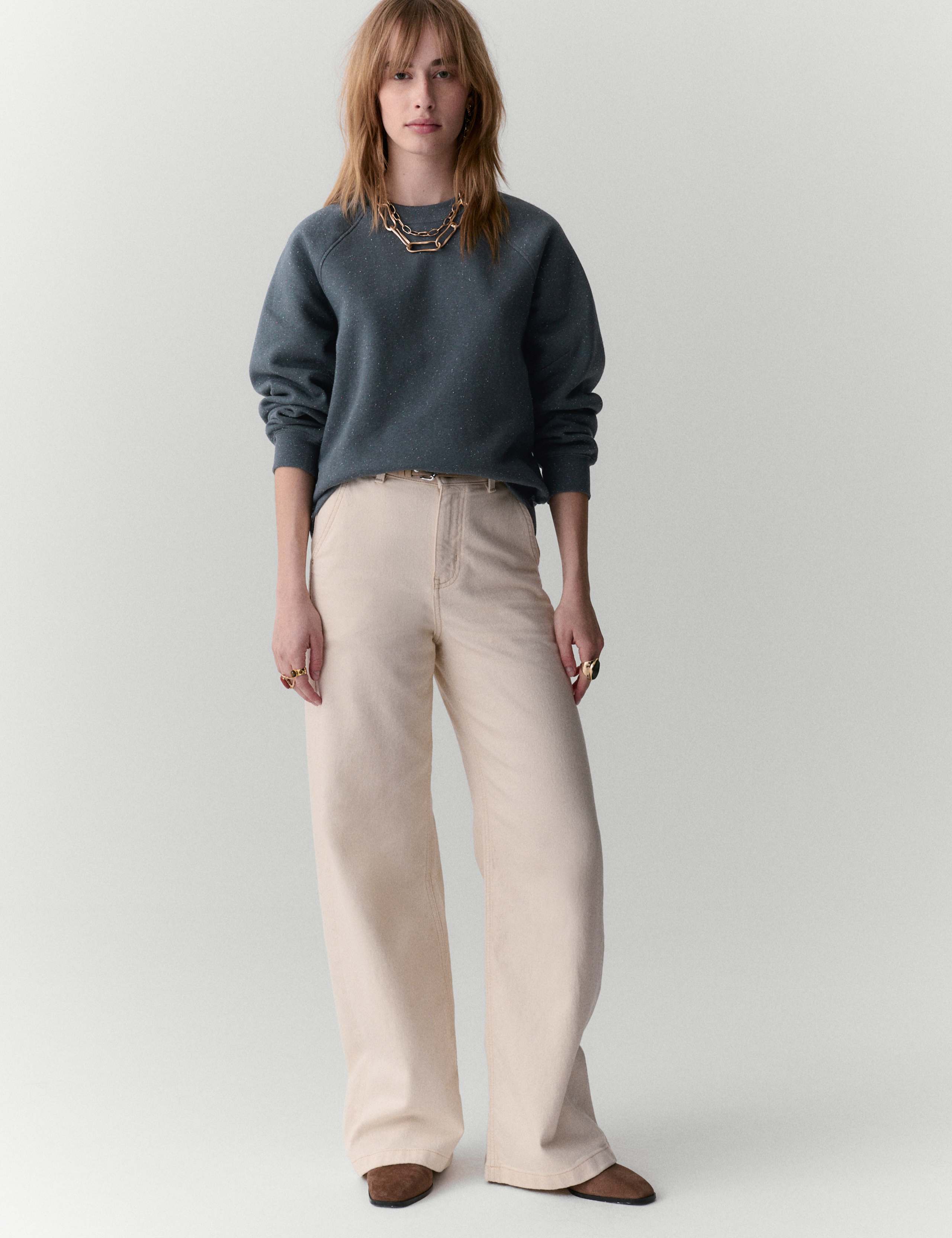 Cotton Rich Fleck Crew Neck Sweatshirt 4 of 5