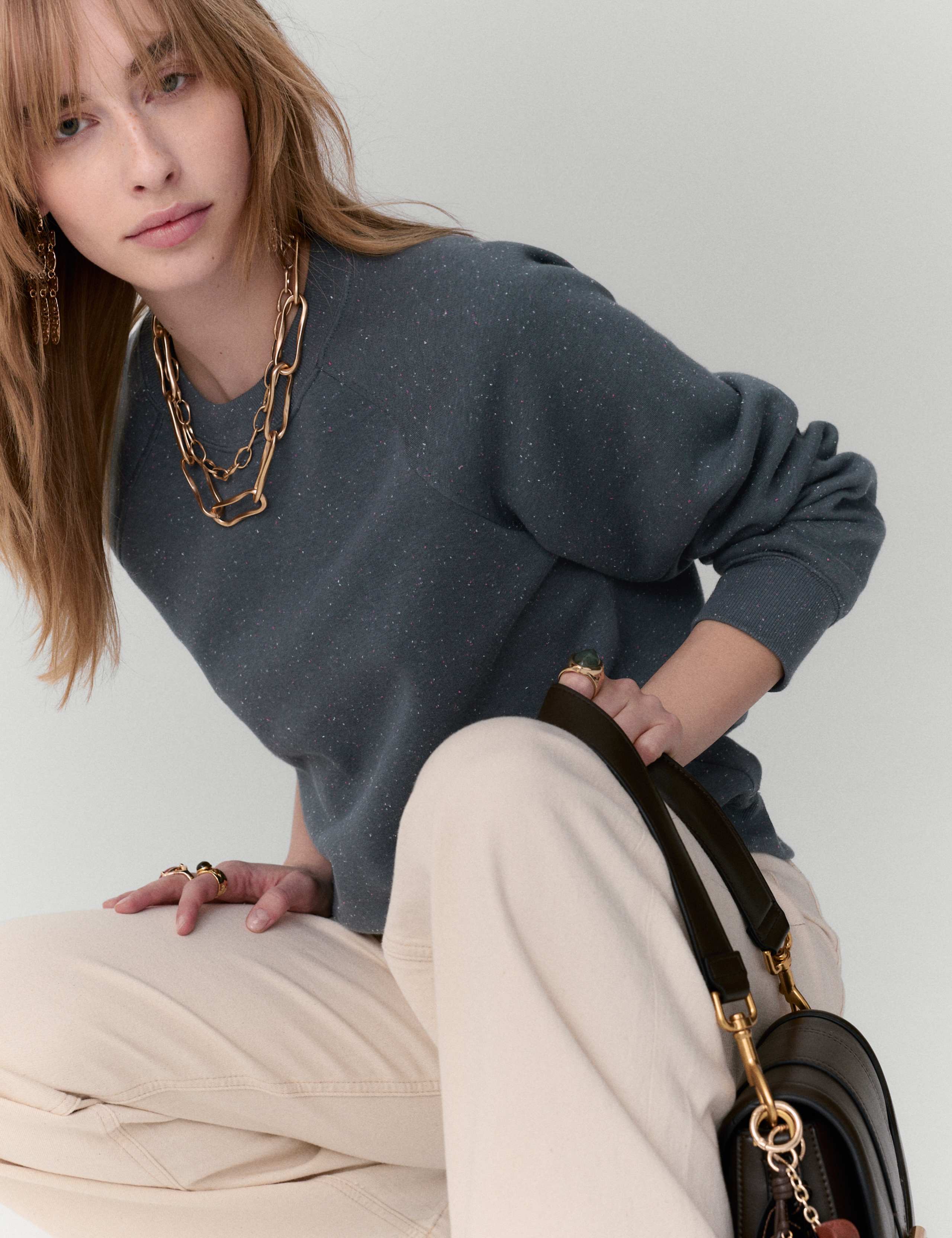 Cotton Rich Fleck Crew Neck Sweatshirt 5 of 5