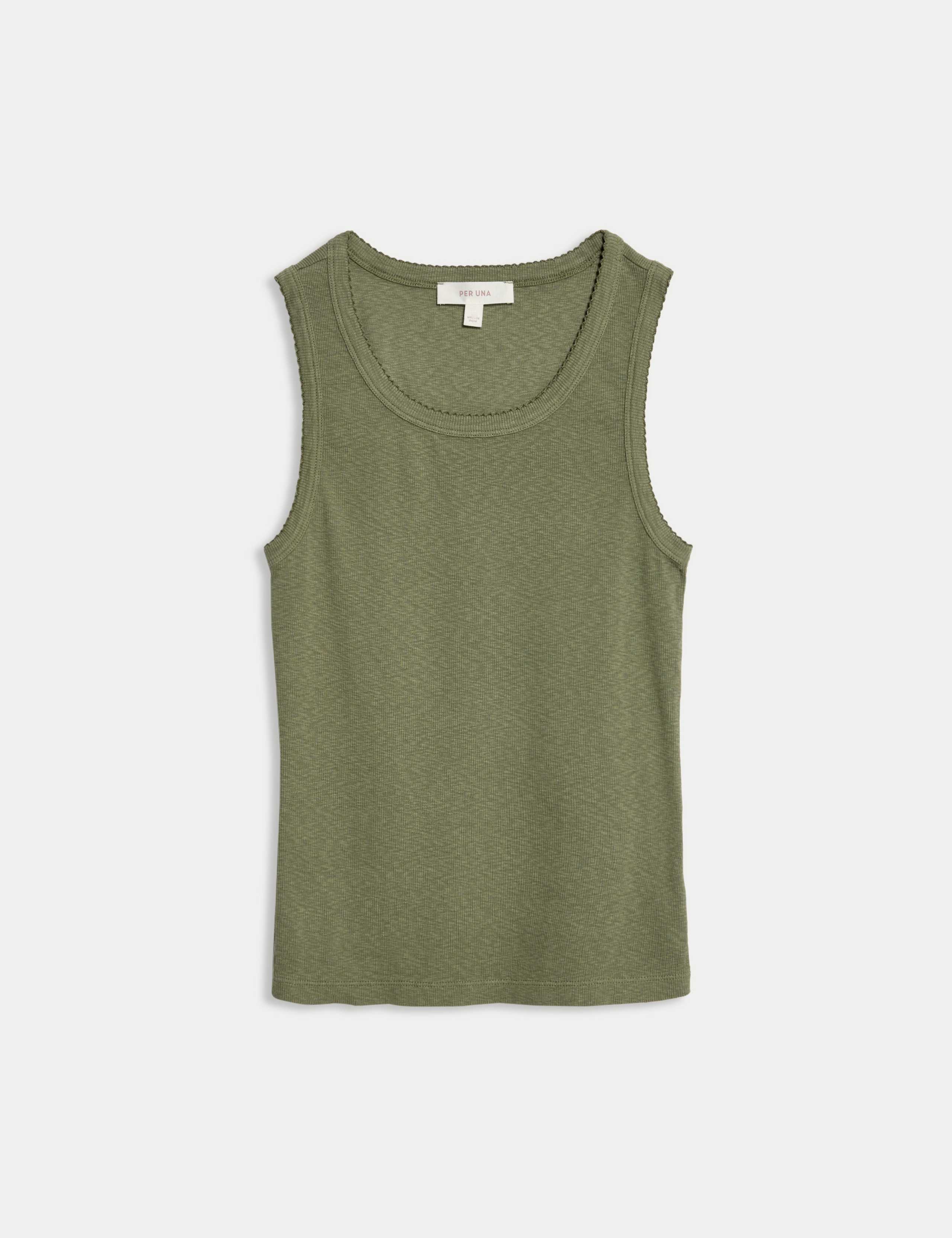 Cotton Rich Ribbed Scoop Neck Fitted Vest 2 of 4