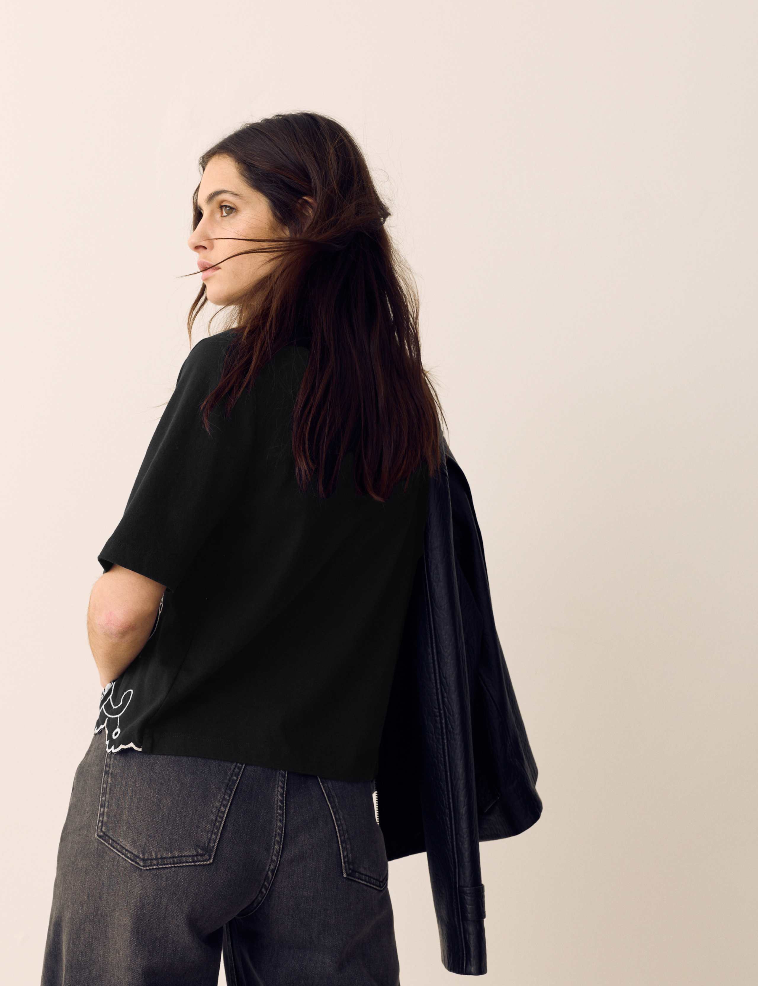 Pure Cotton Jersey Embroidered T-Shirt 4 of 4