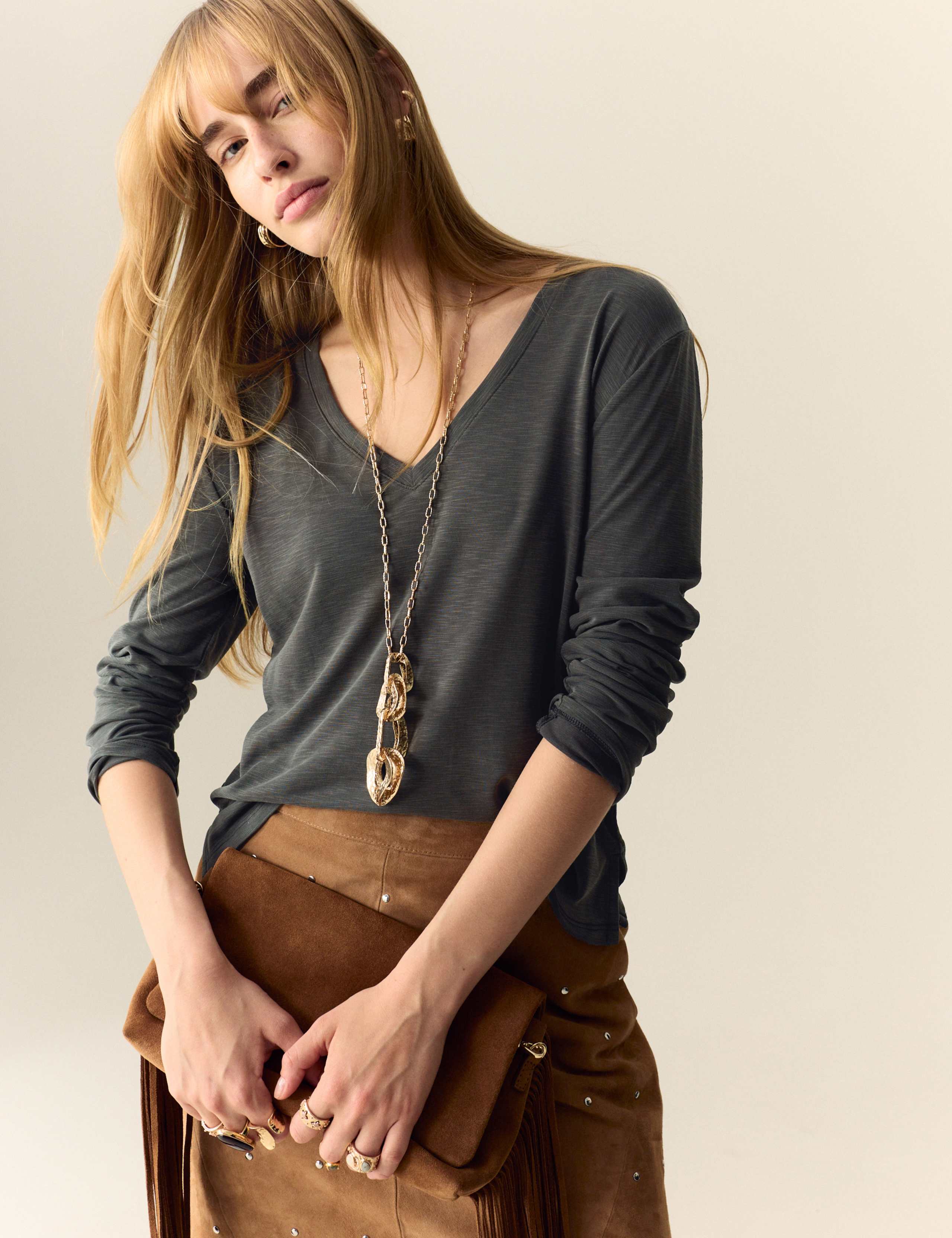 Modal Rich V-Neck Top 1 of 4