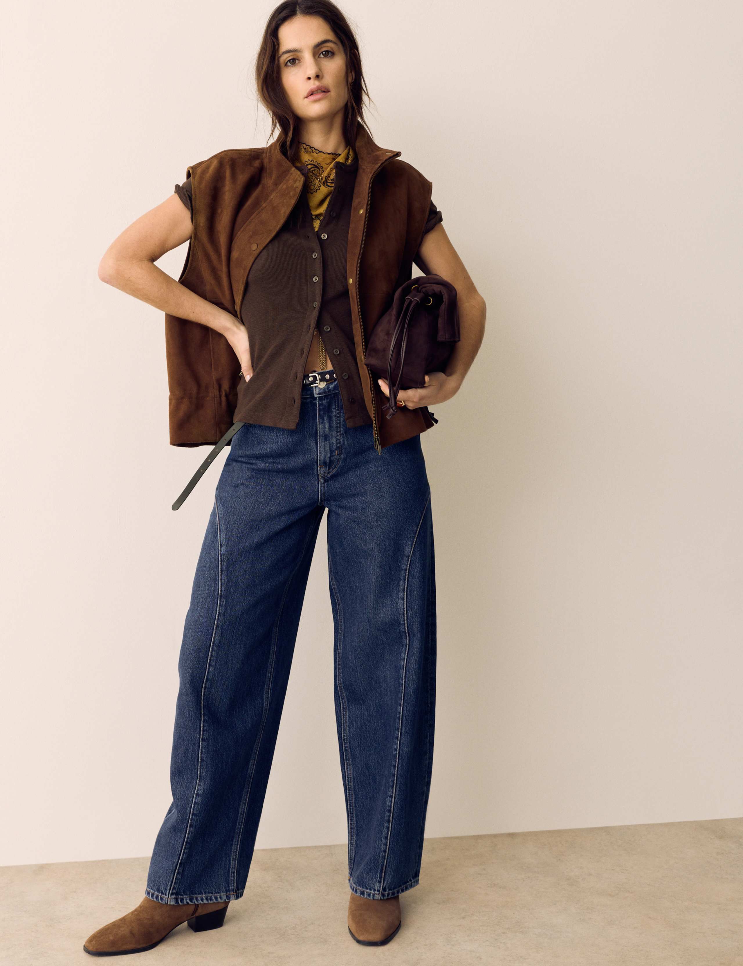 Cotton Rich Ribbed Button Front Top 4 of 5