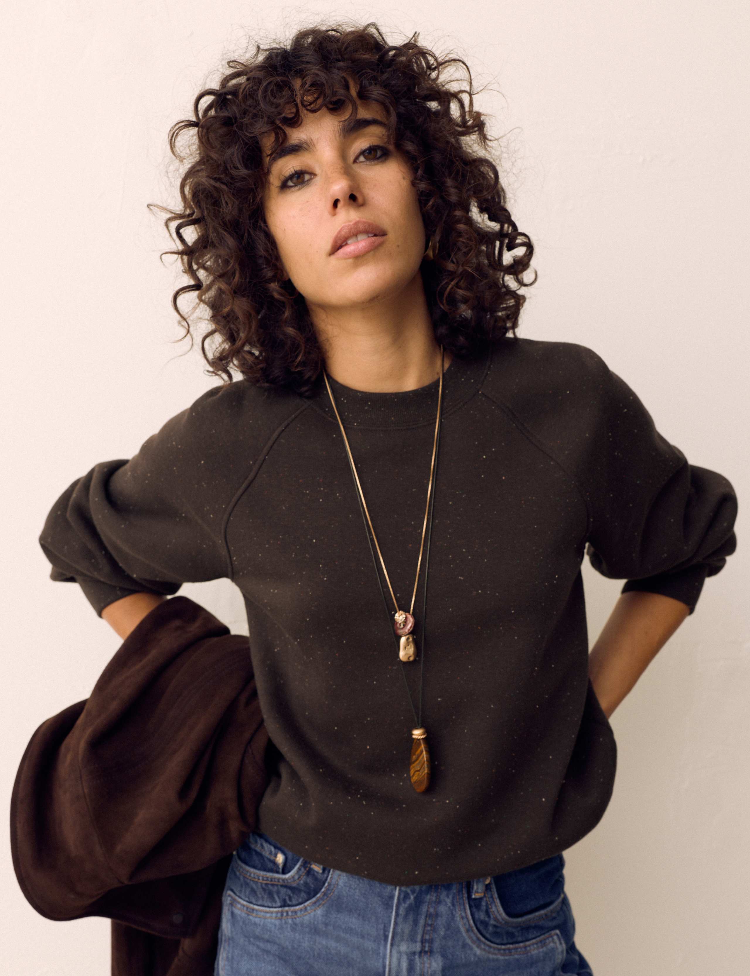 Cotton Rich Flecked Sweatshirt 3 of 5