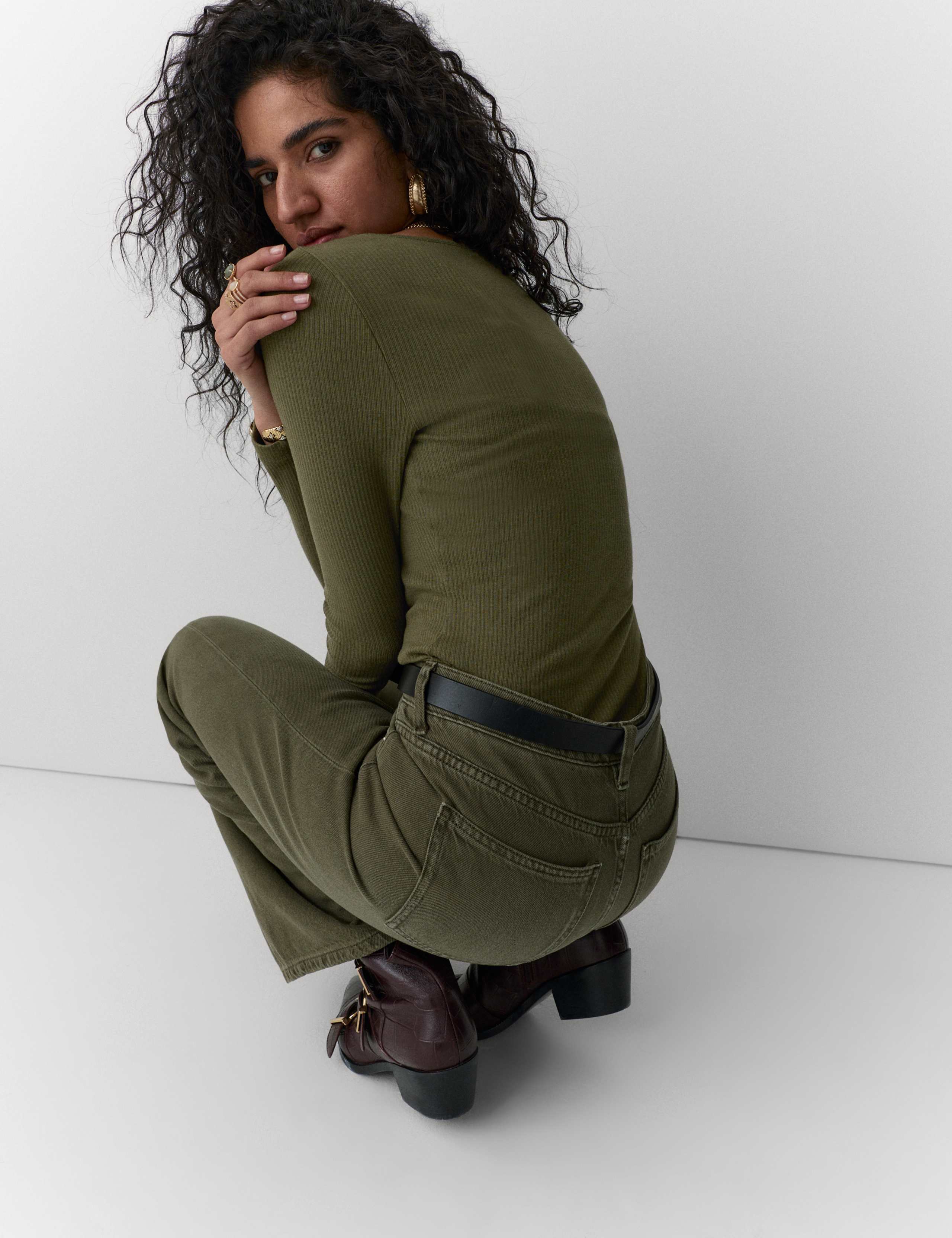 Cotton Modal Blend Ribbed Square Neck Top 4 of 4