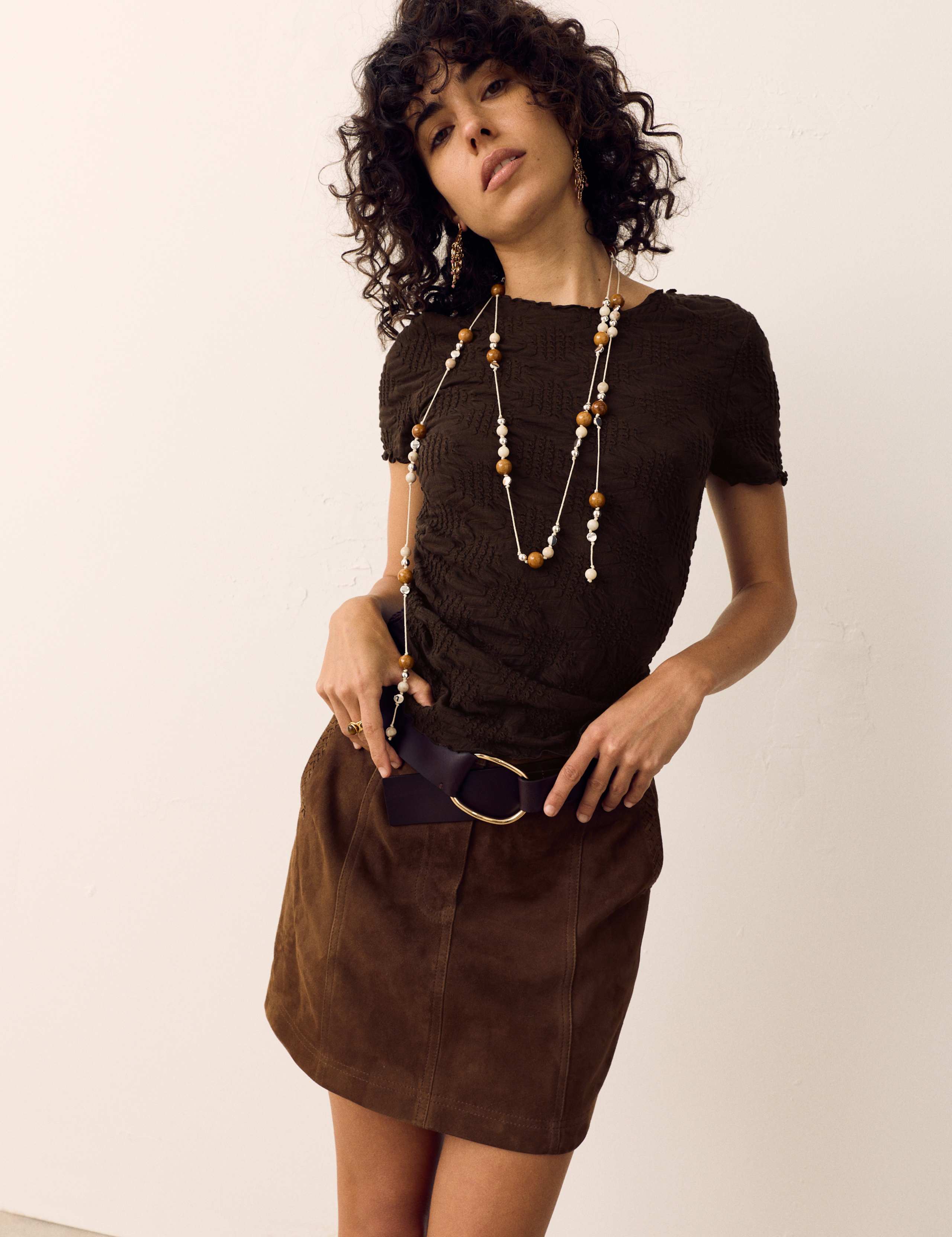 Cotton Rich Jersey Textured Relaxed Short Sleeve Top 1 of 5