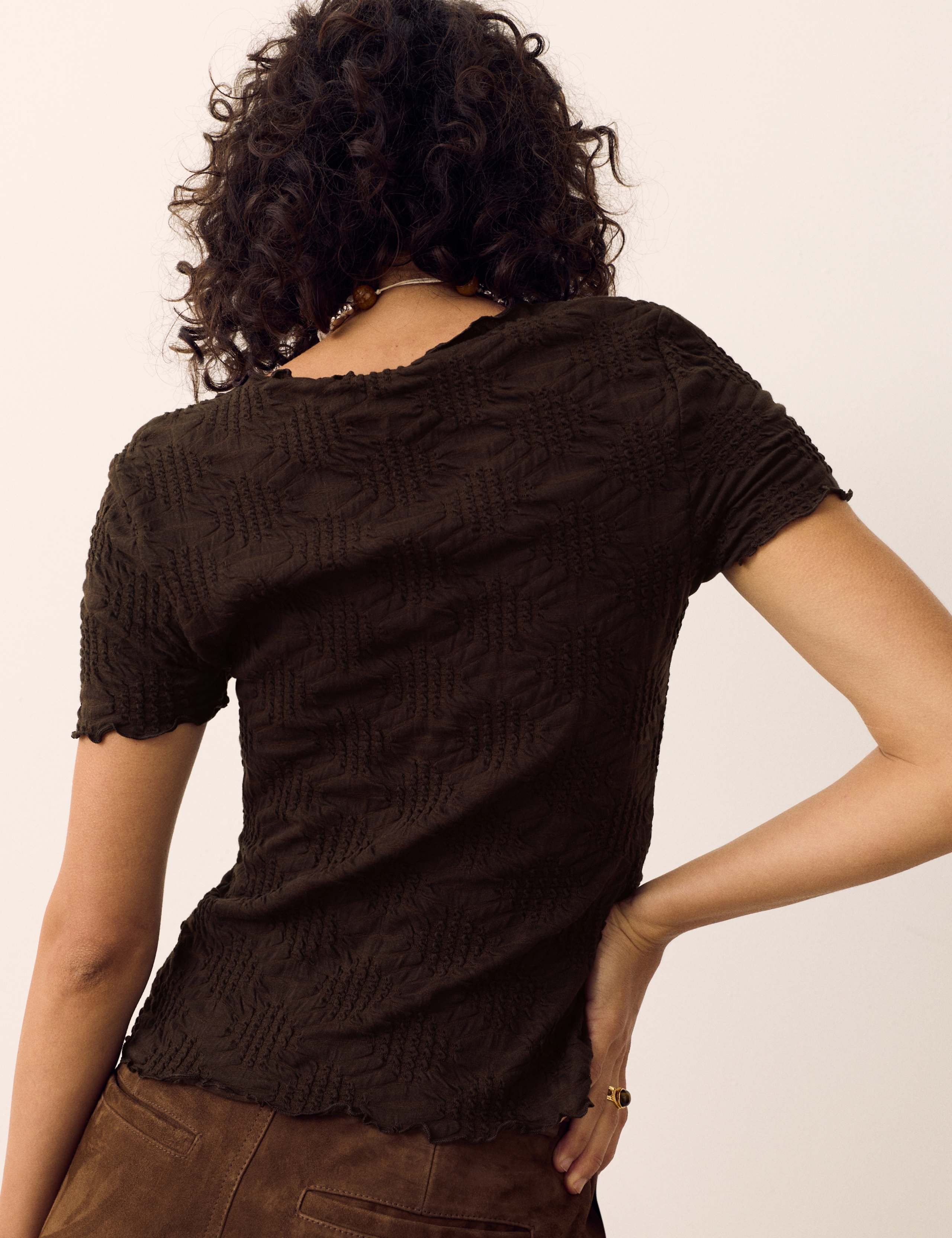 Cotton Rich Jersey Textured Relaxed Short Sleeve Top 5 of 5