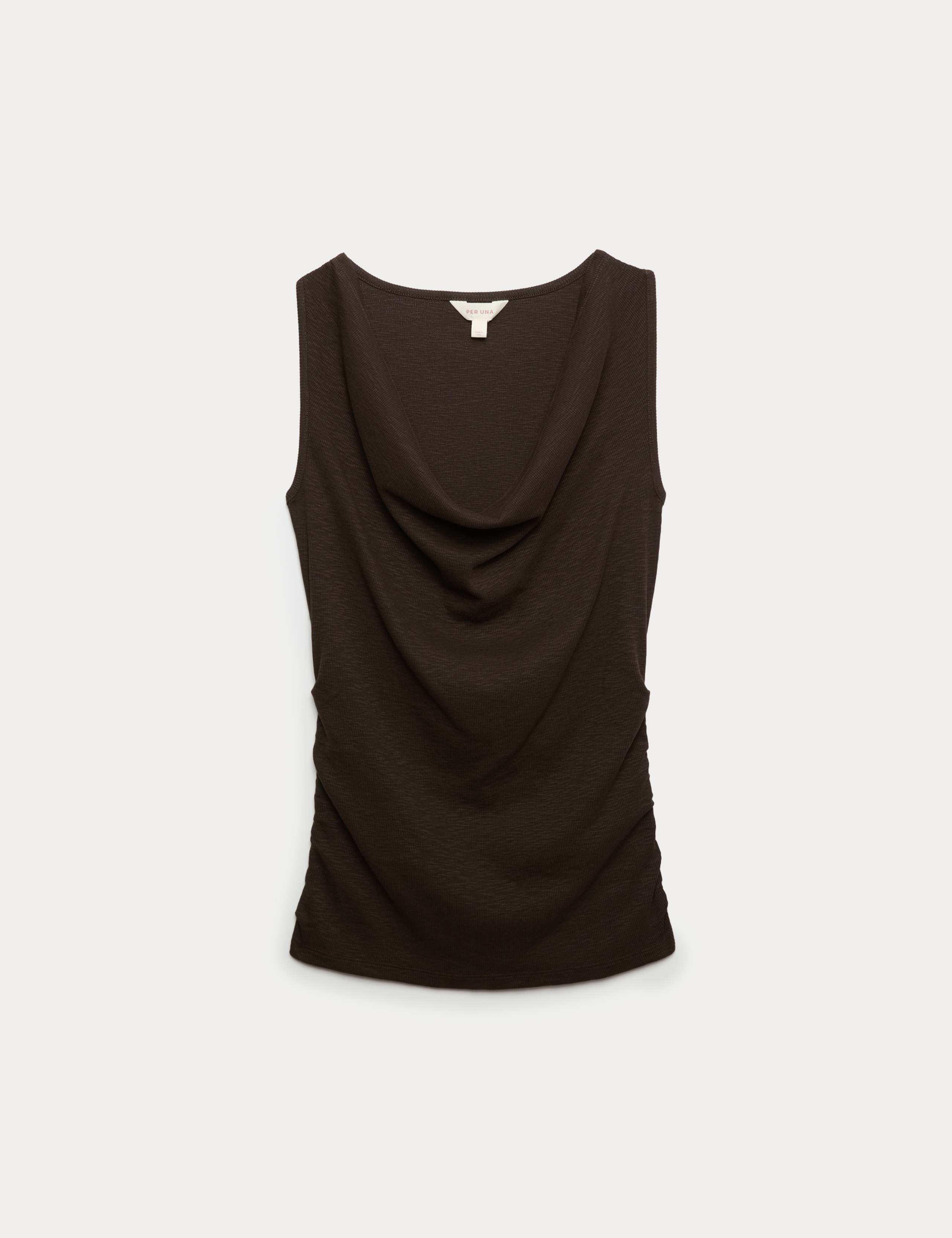 Cotton Rich Ribbed Ruched Cowl Neck Vest 2 of 5