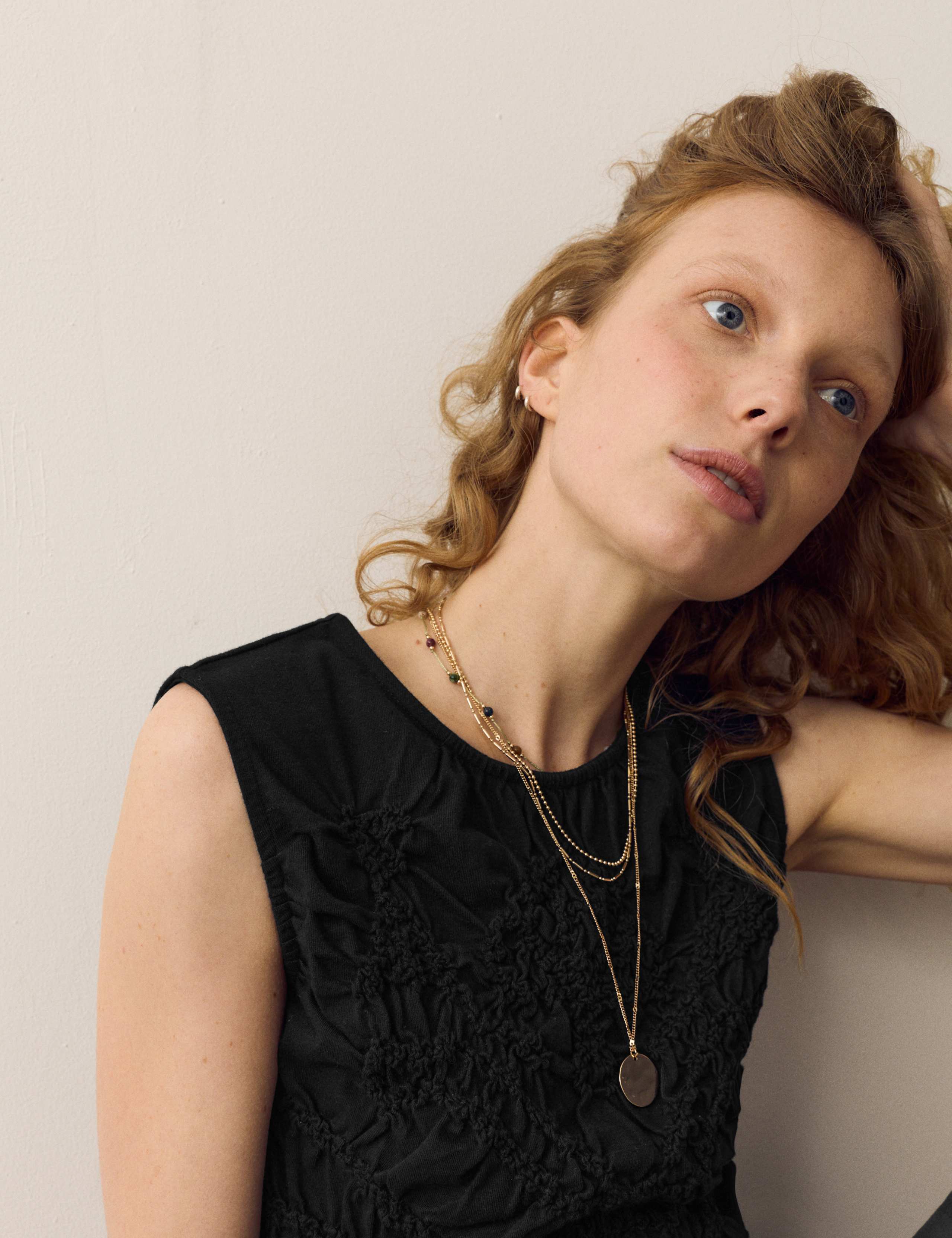 Pure Cotton Crew Neck Shirred Front Top 3 of 5