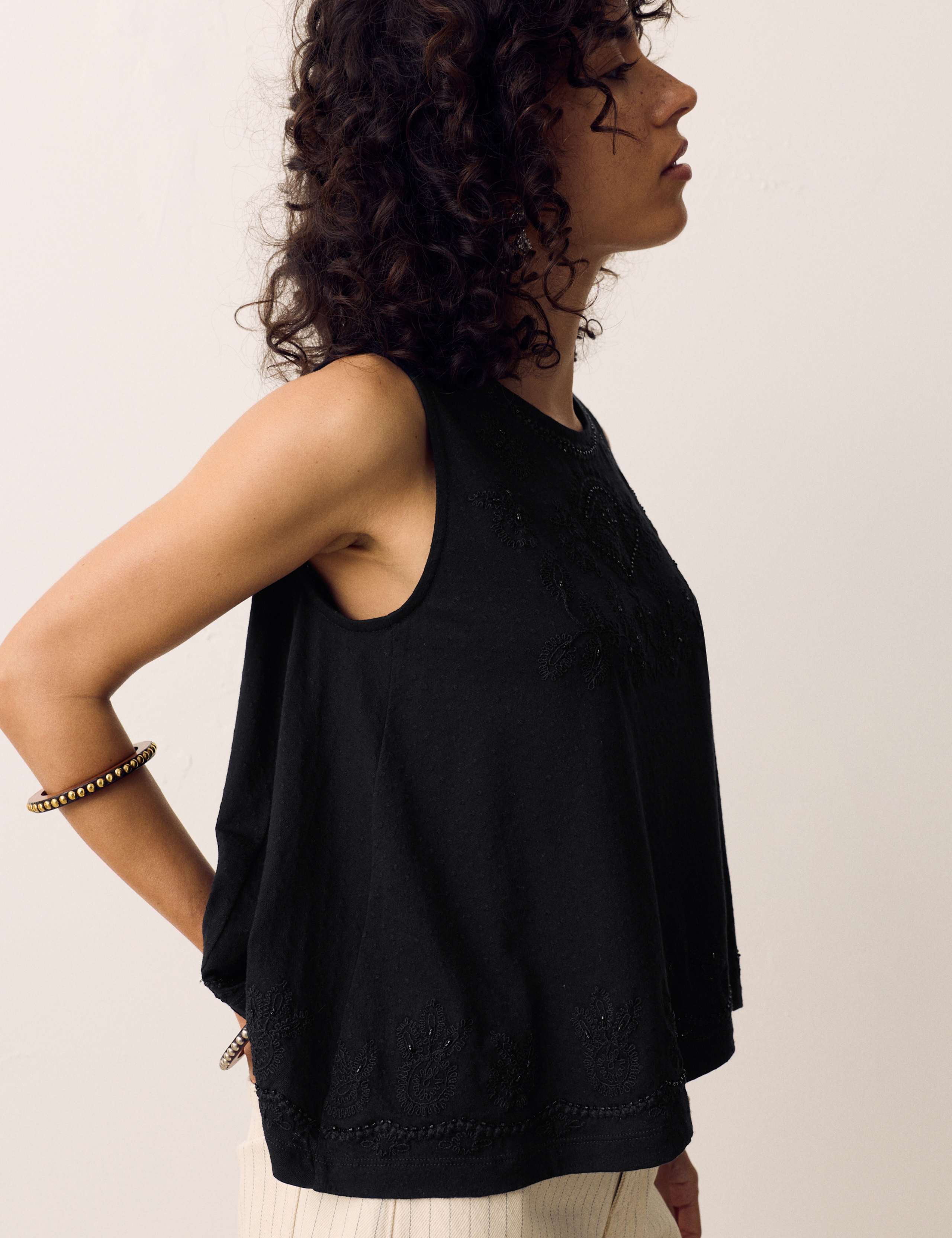Cotton Rich Embellished Trapeze Vest Top 3 of 5