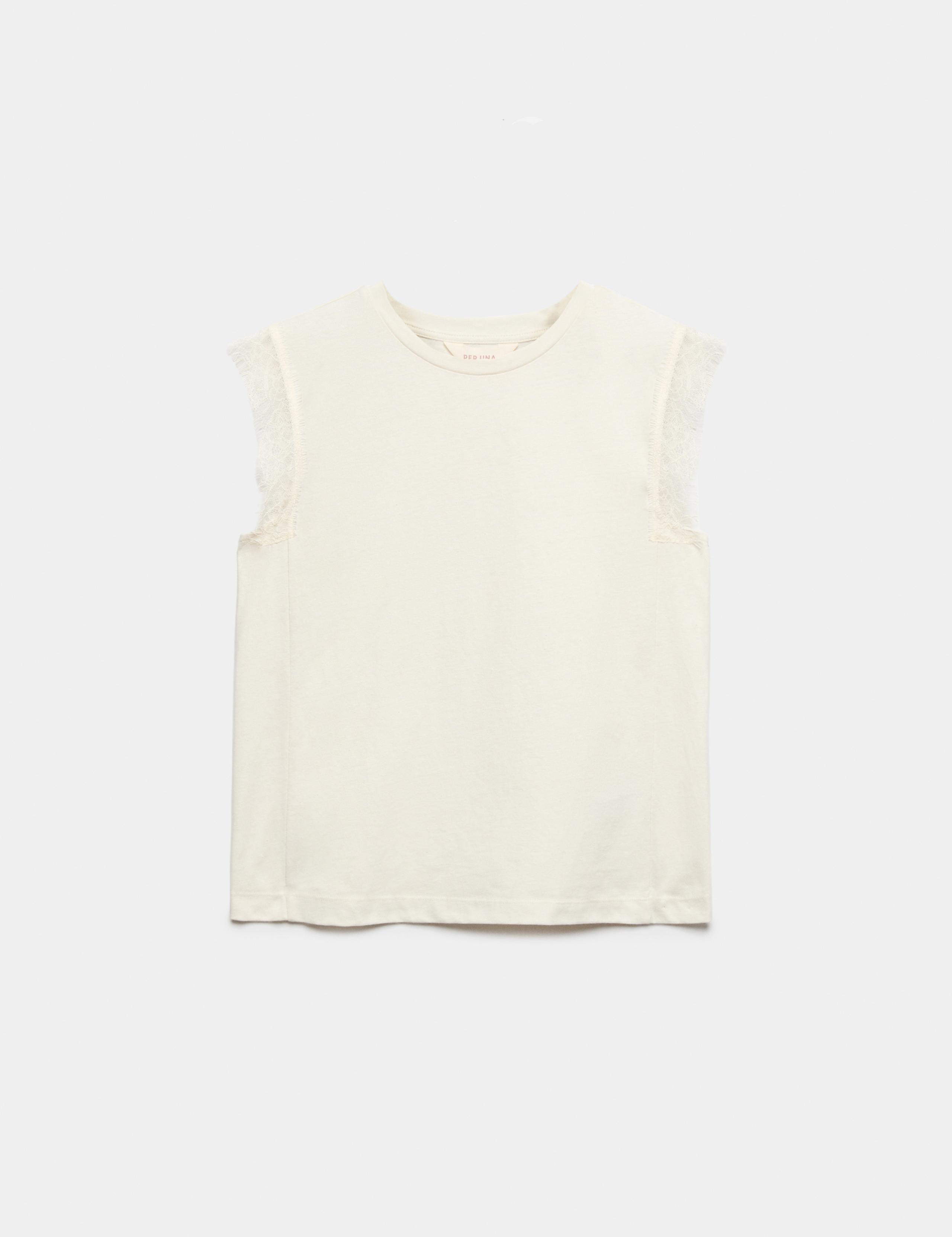 Cotton Rich Lace Trim Tank Top With Linen 2 of 5