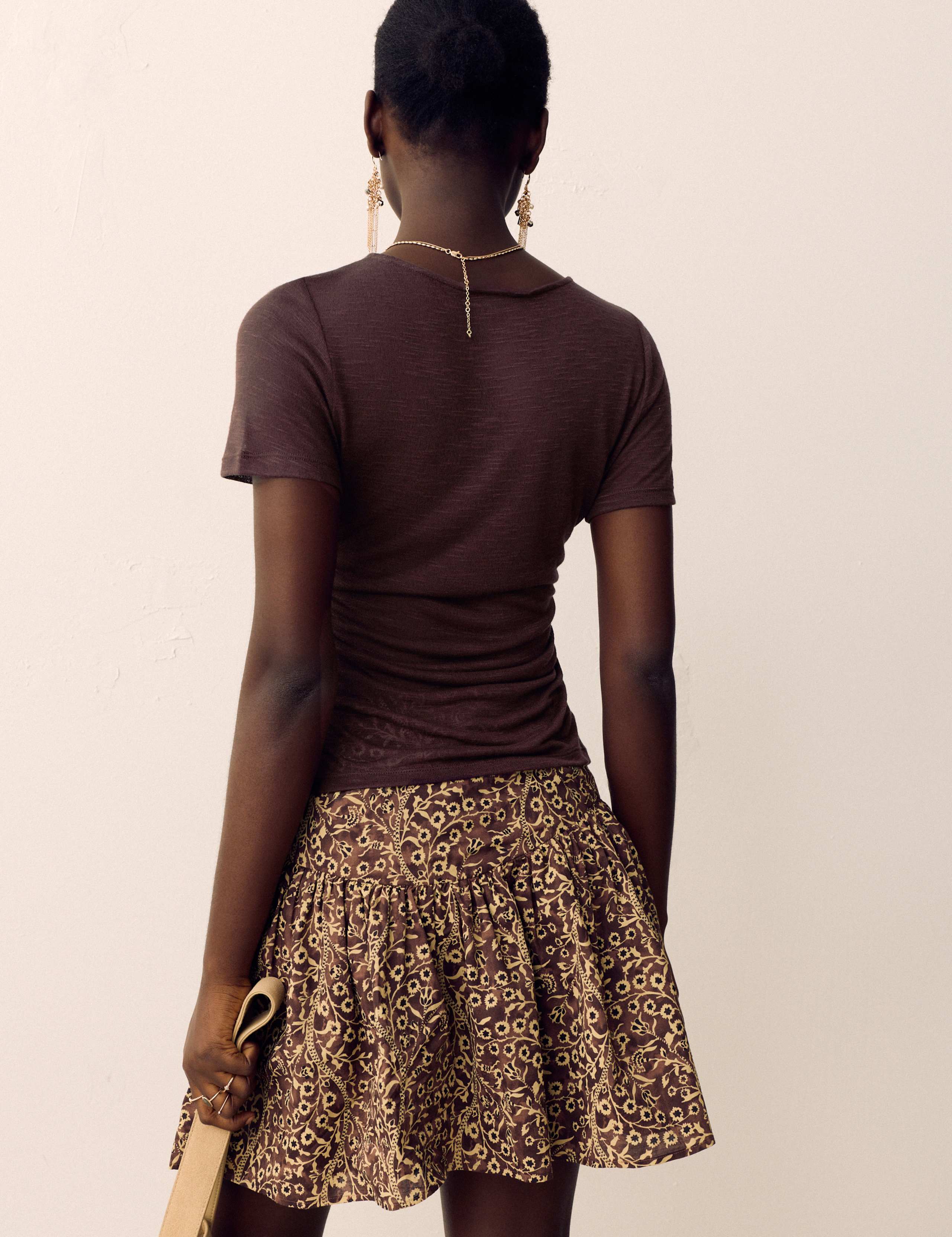 Slub Ruched Side Detail Short Sleeve Top 3 of 5