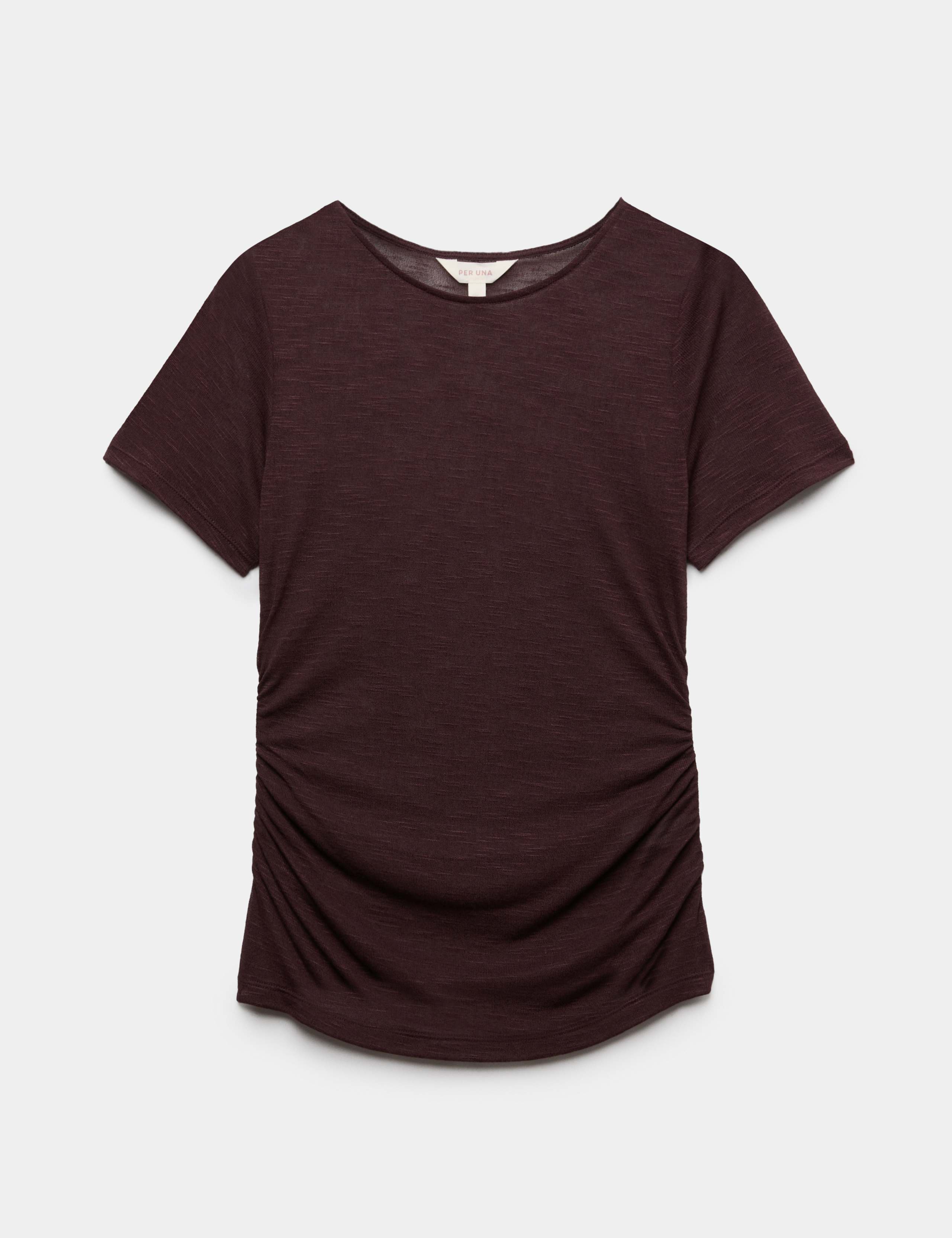 Slub Ruched Side Detail Short Sleeve Top 2 of 5