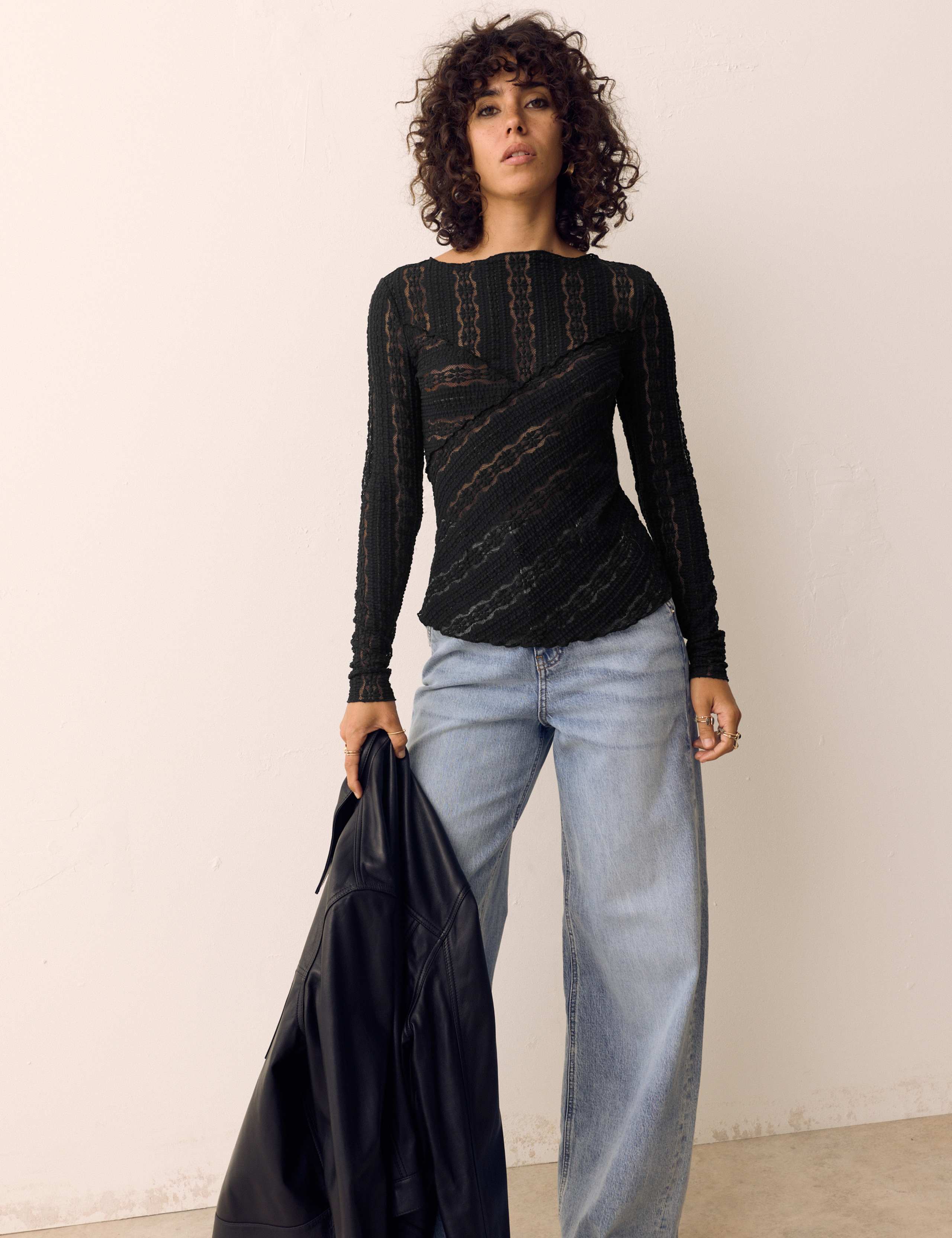 Jersey Floral Lace Top 3 of 6