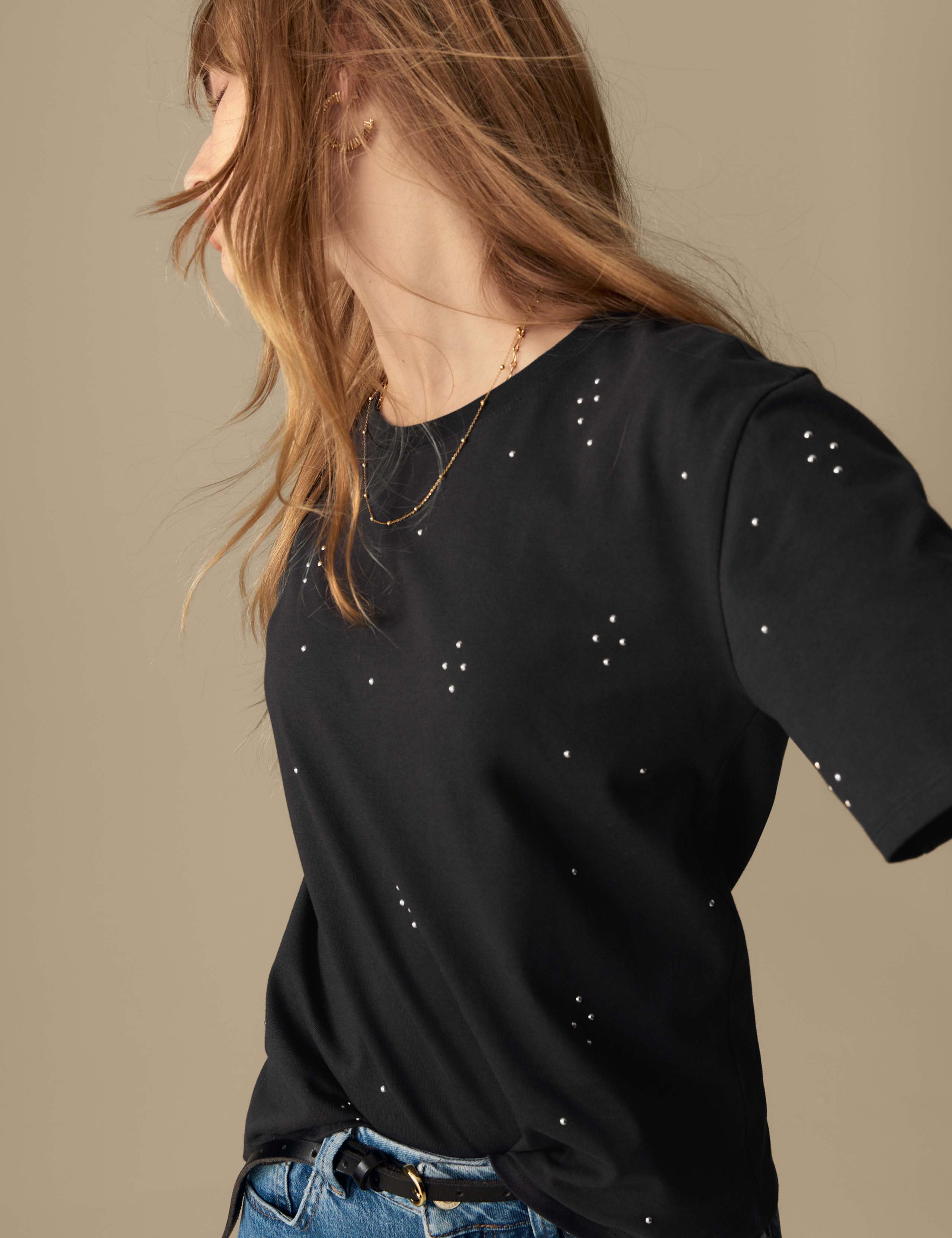 Pure Cotton Embellished Relaxed T-Shirt 4 of 5