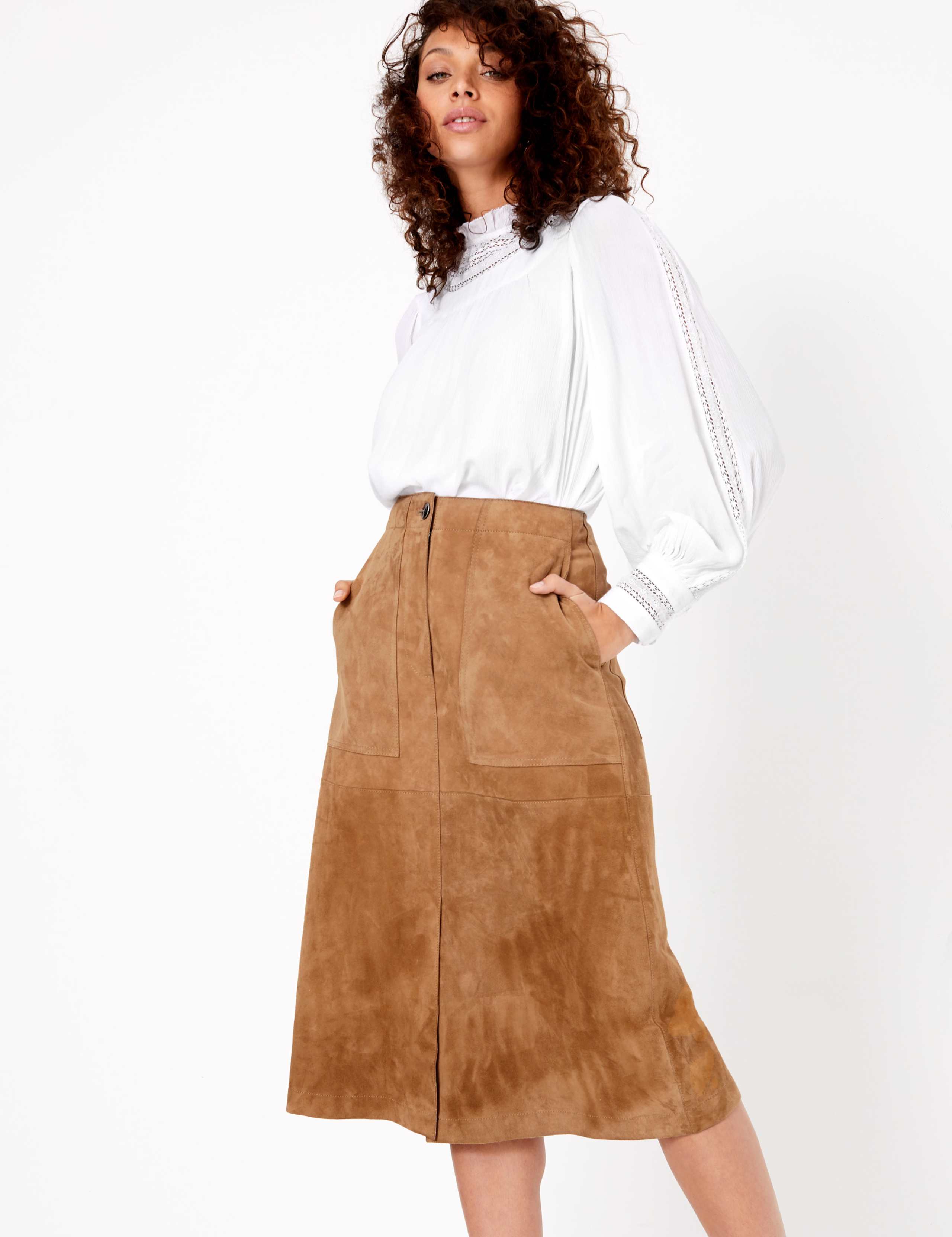 Suede A-Line Midi Skirt 1 of 4