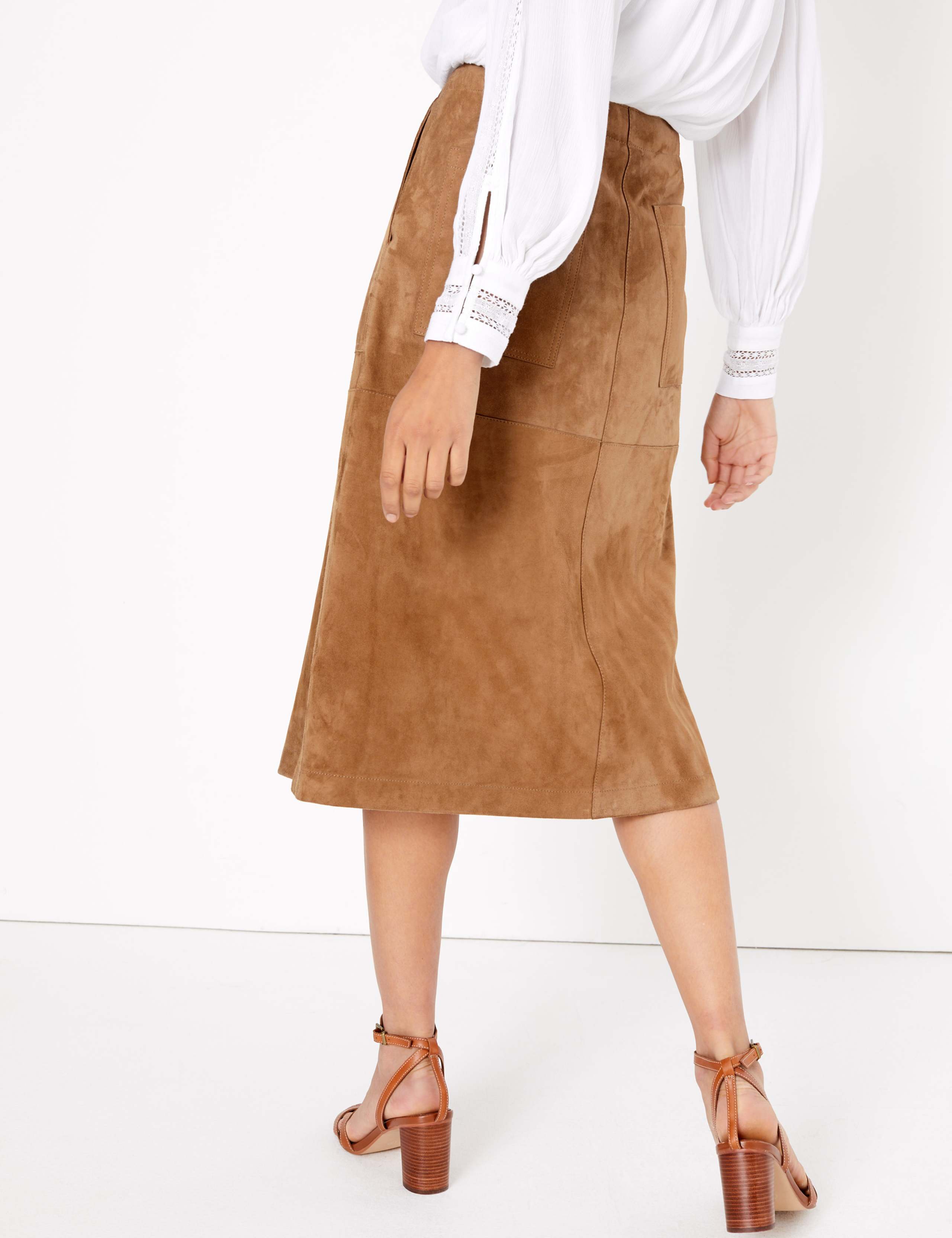 Suede A-Line Midi Skirt 3 of 4
