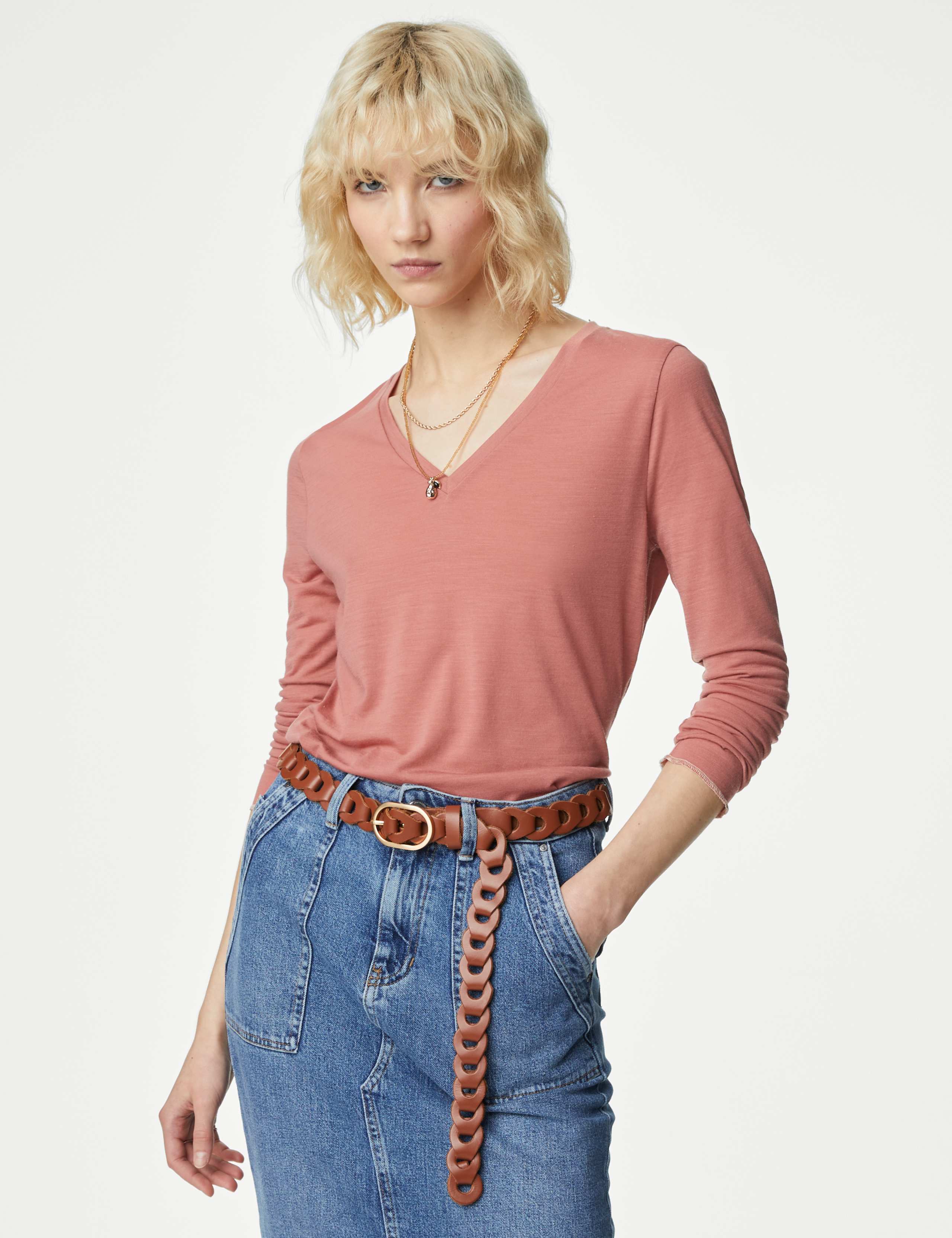 Wool Blend V-Neck Top 4 of 5