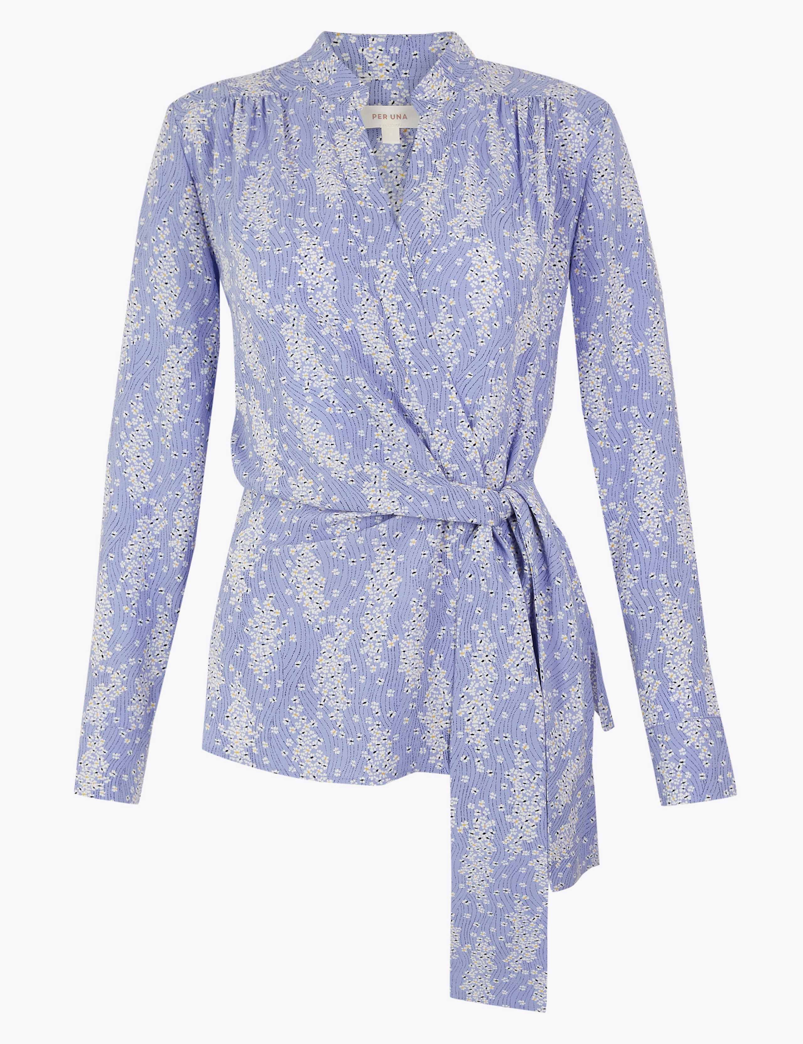 Printed V-Neck Wrap Blouse 2 of 5
