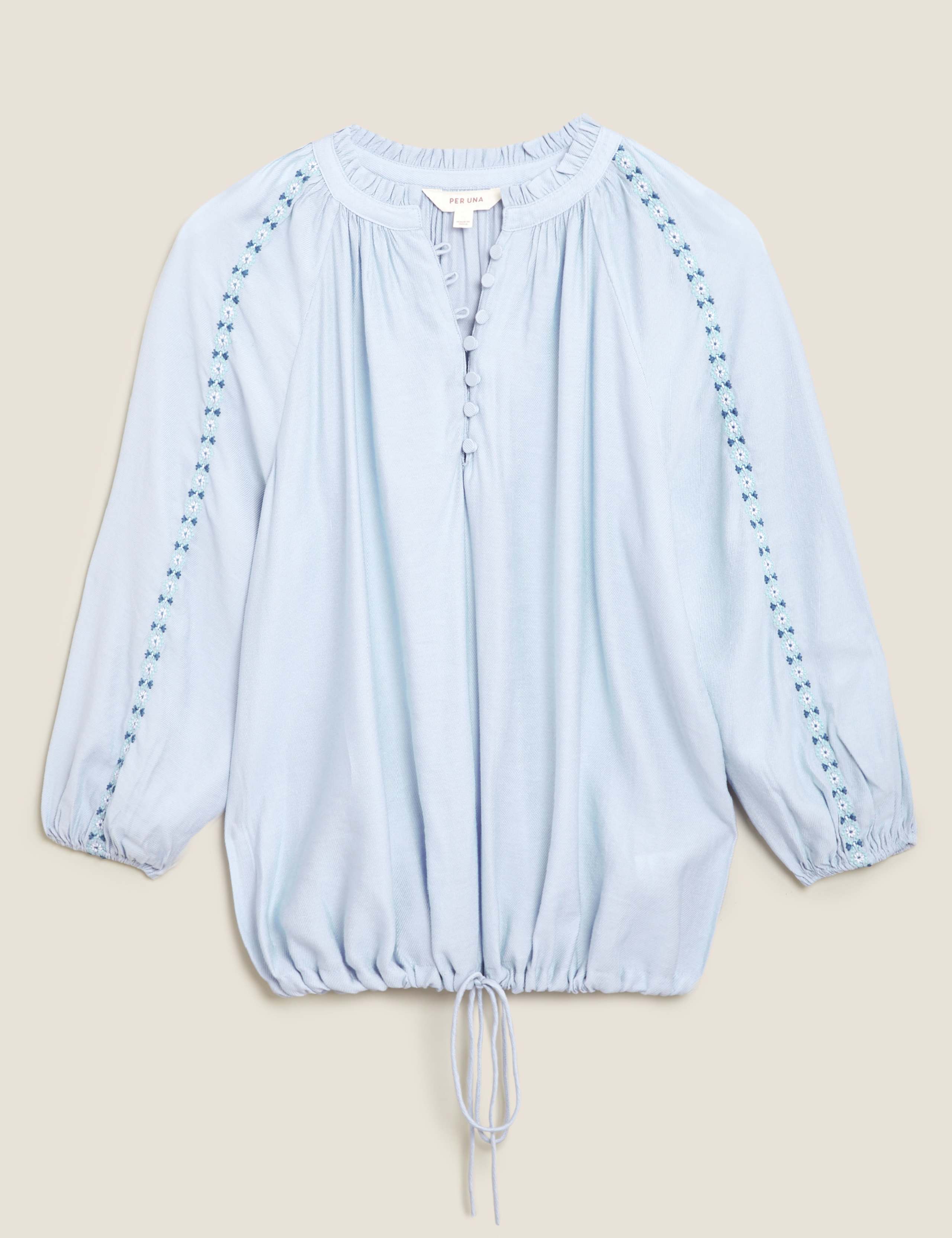 Embroidered Relaxed Blouson Sleeve Blouse 2 of 6