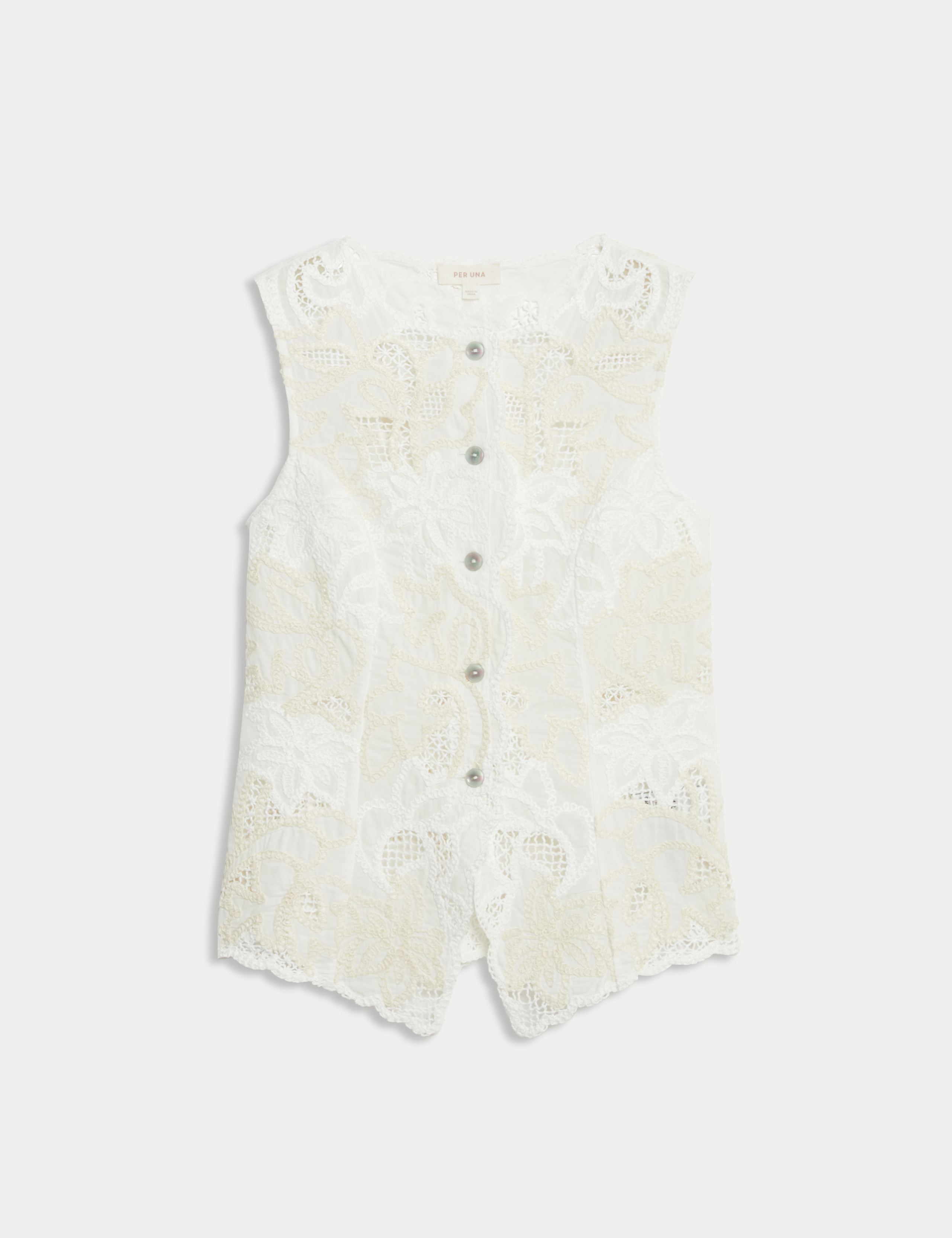 Pure Cotton Broderie Waistcoat 2 of 5