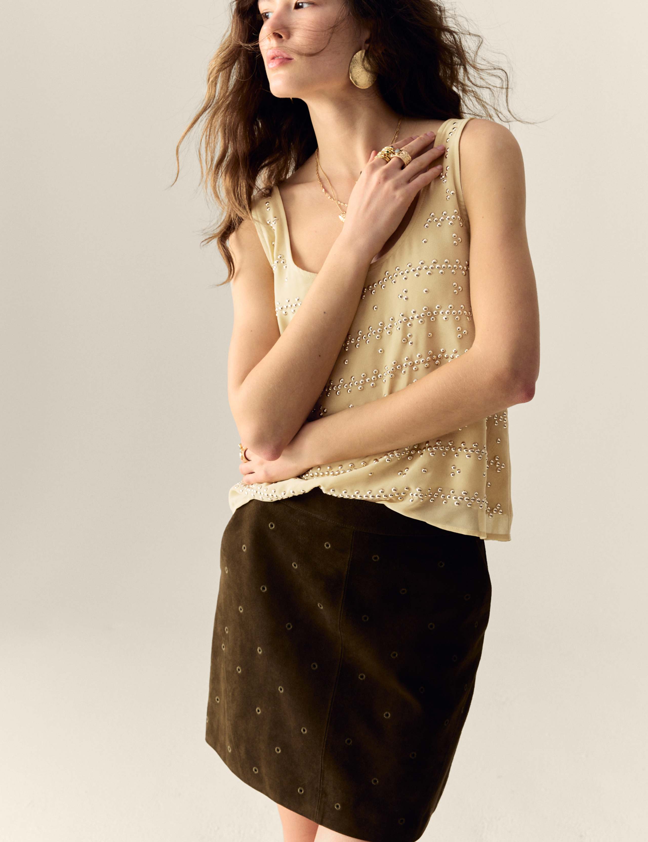 Embellished Studded Scoop Neck Cami Top 3 of 6