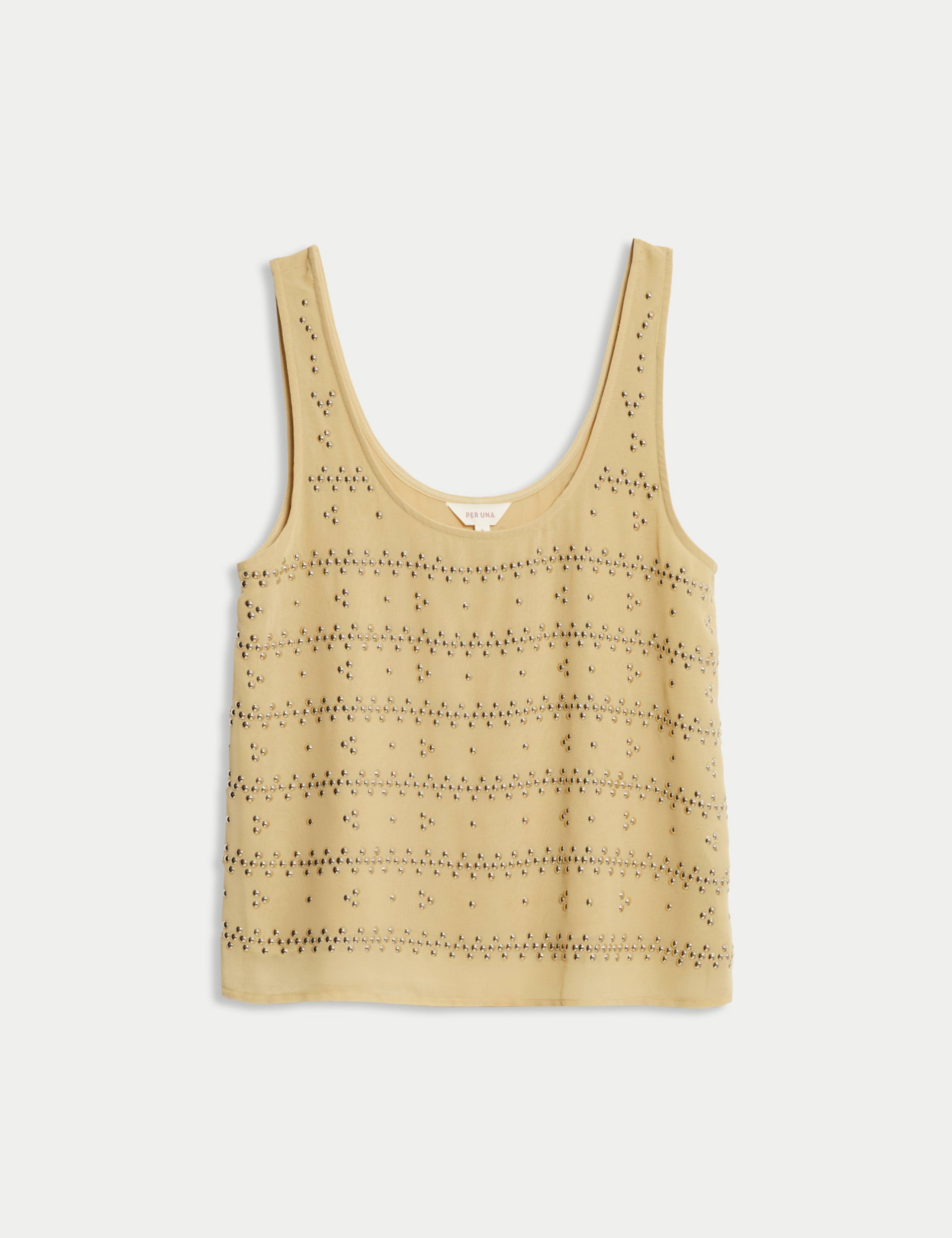 Embellished Studded Scoop Neck Cami Top 2 of 6
