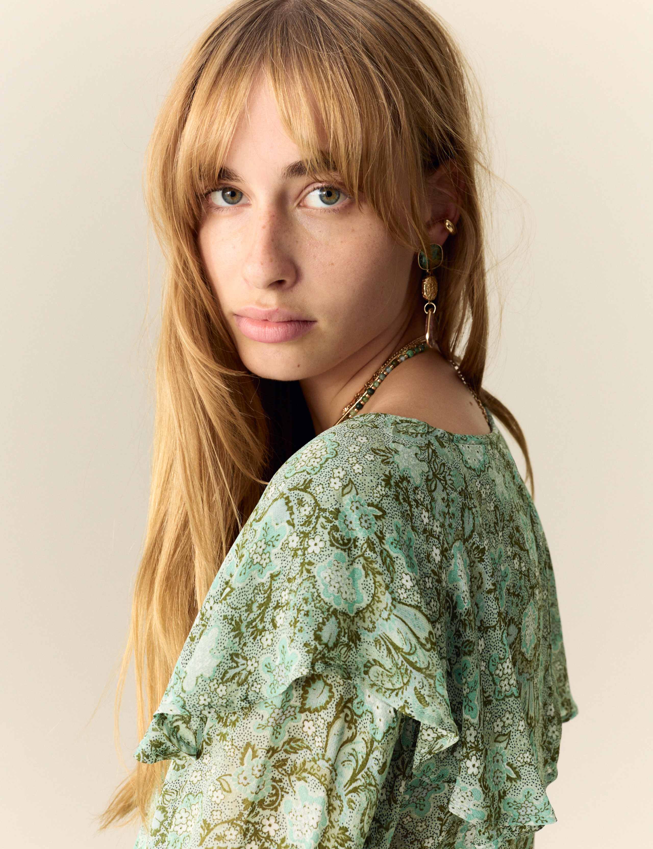 Printed Tie Neck Ruffle Blouse 4 of 5