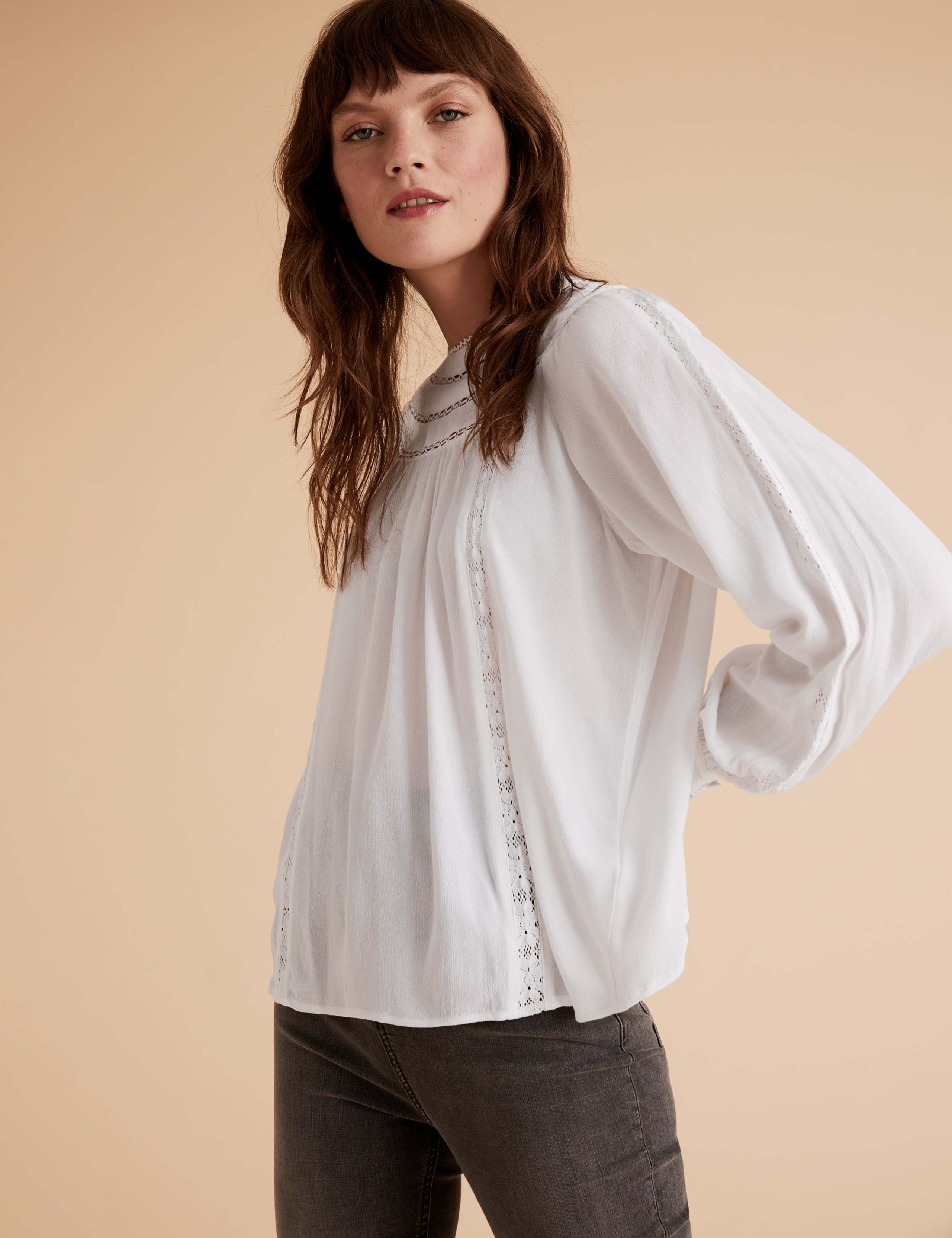 Lace Insert Long Sleeve Blouse 1 of 5