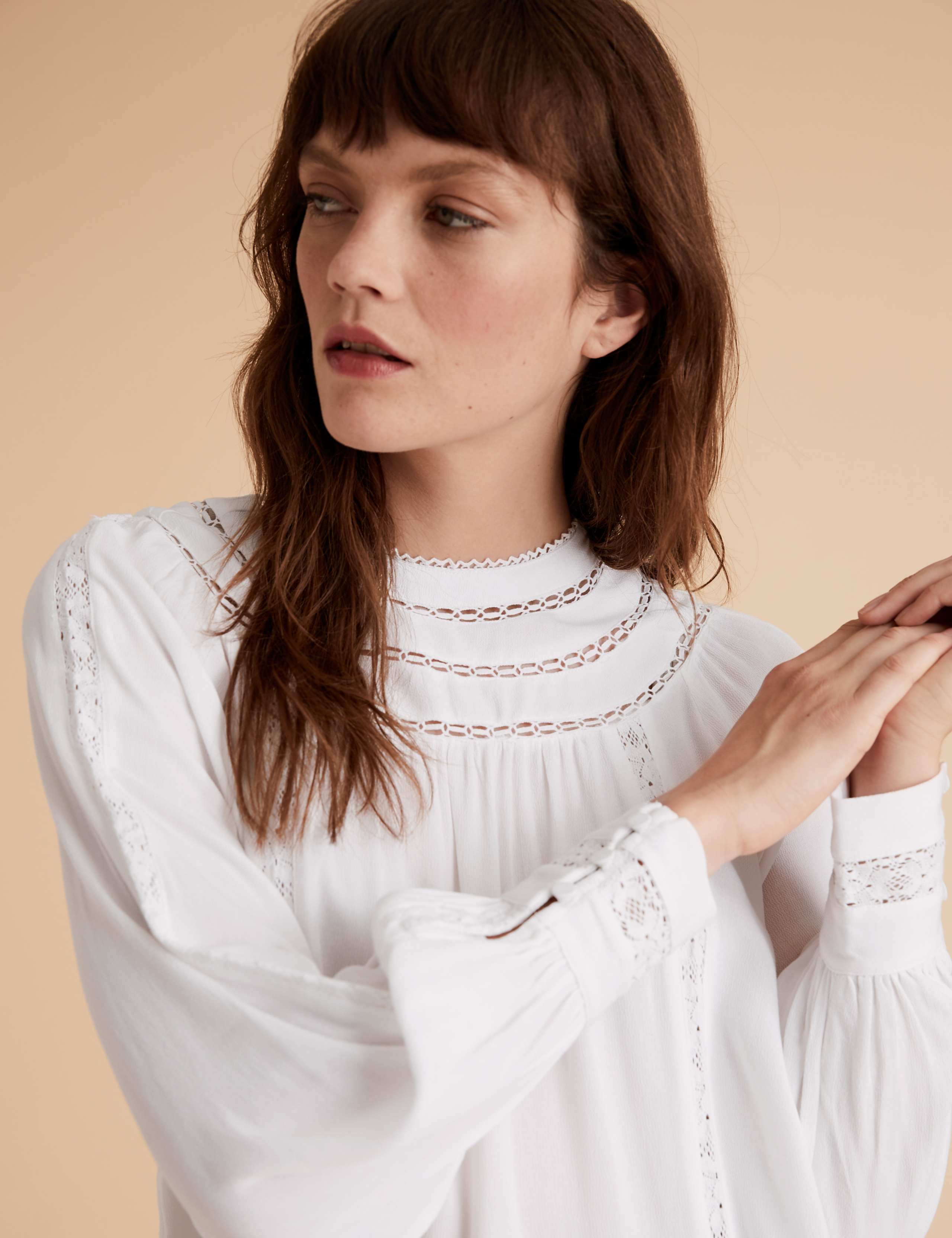 Lace Insert Long Sleeve Blouse 2 of 5