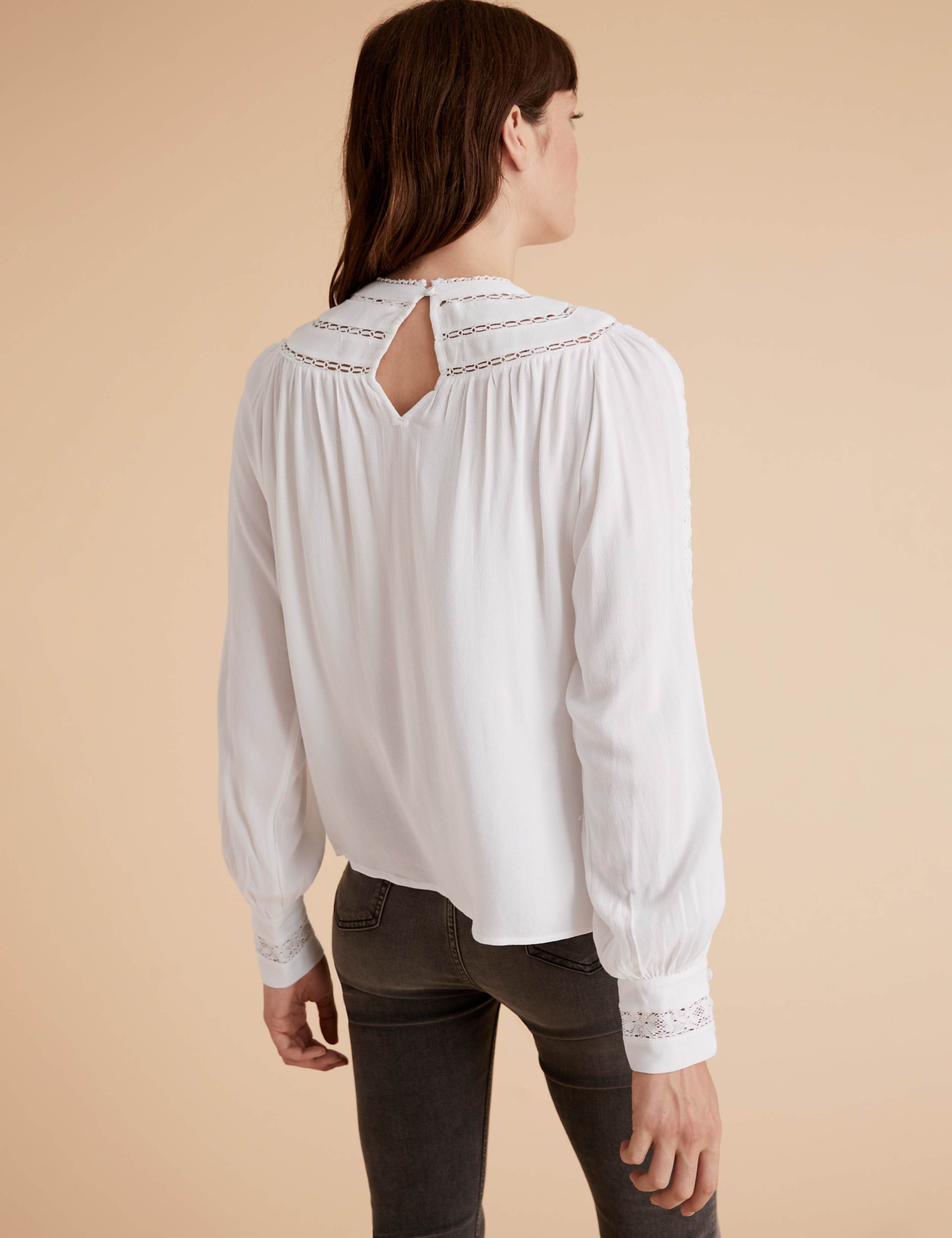 Lace Insert Long Sleeve Blouse 3 of 5