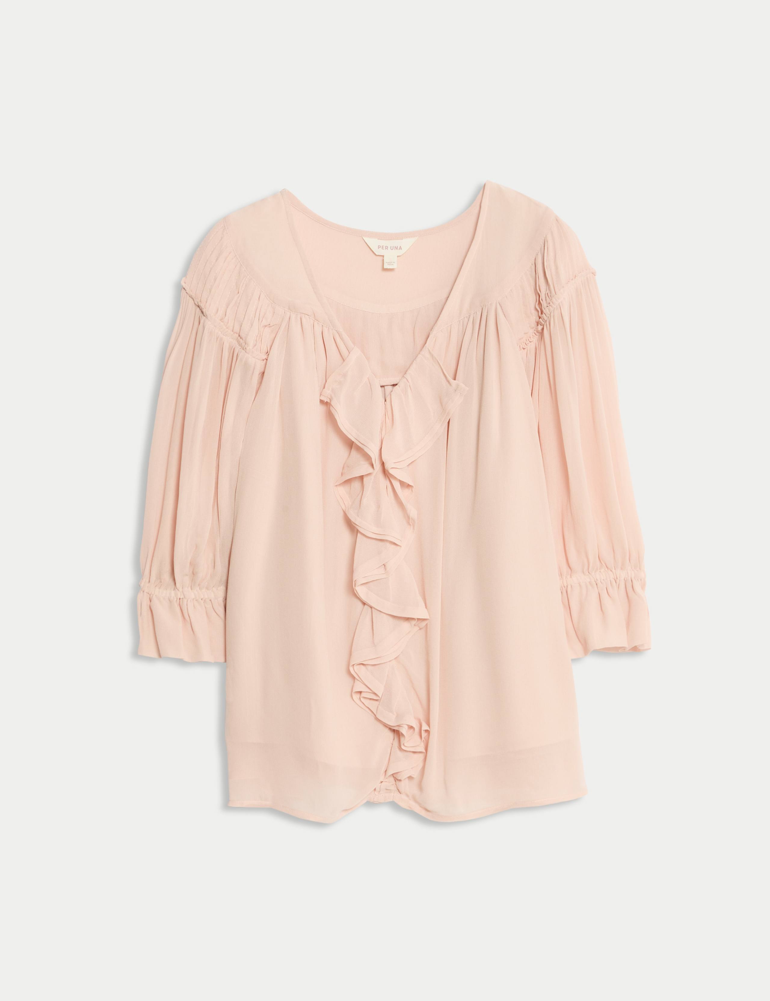 Ruffle V-Neck Poet Blouse 1 of 1