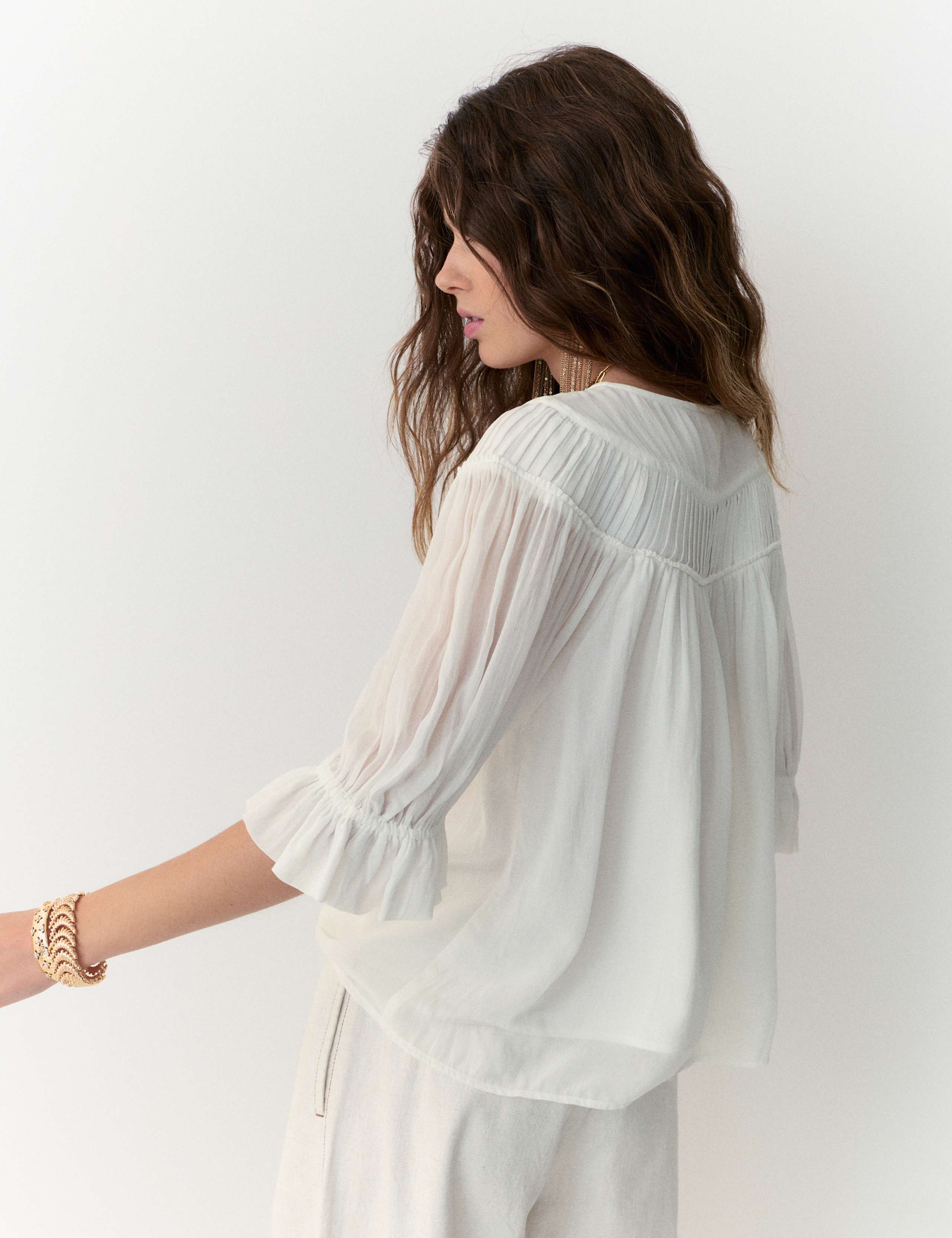 Ruffle V-Neck Poet Blouse 5 of 5